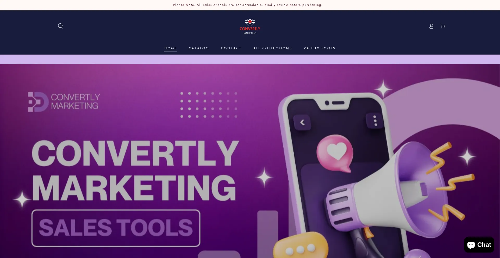 Website screenshot of Convertlymarketing.store