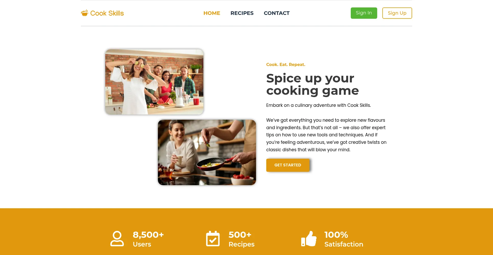 Website screenshot of Cook-skills.com