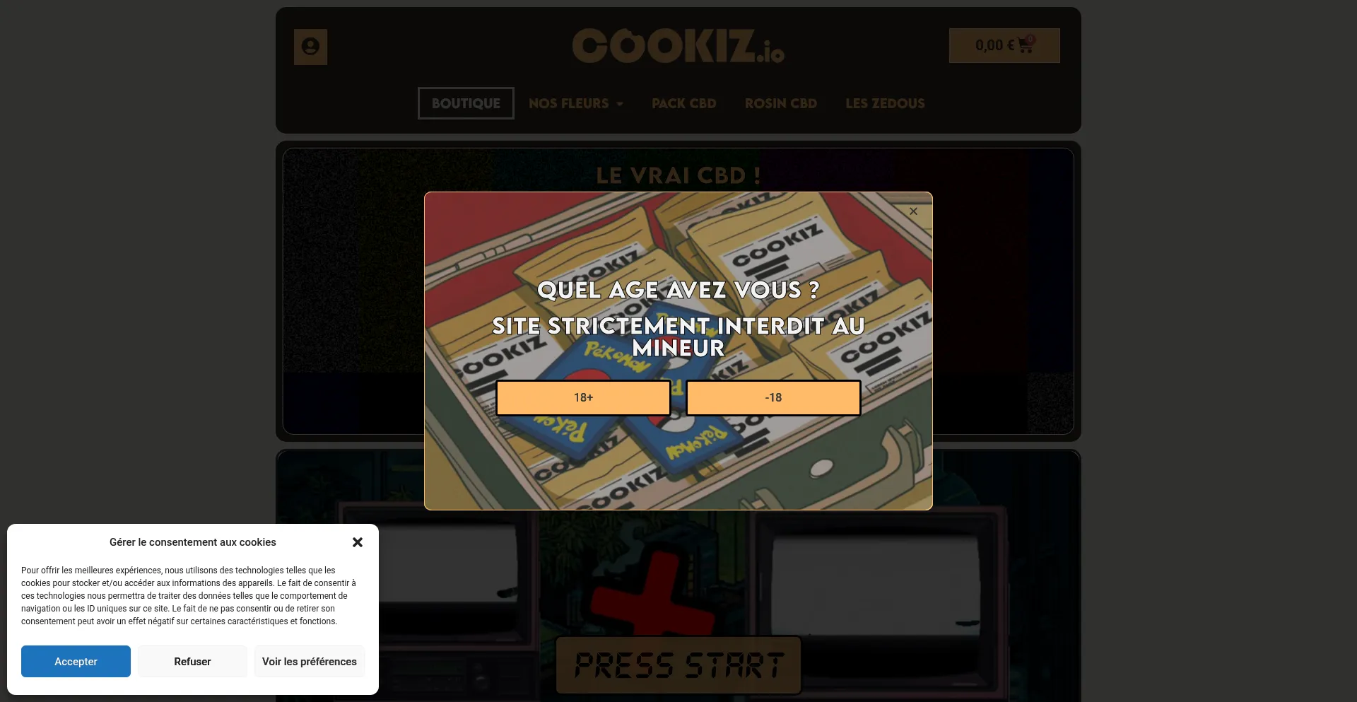 Website screenshot of Cookiz.io