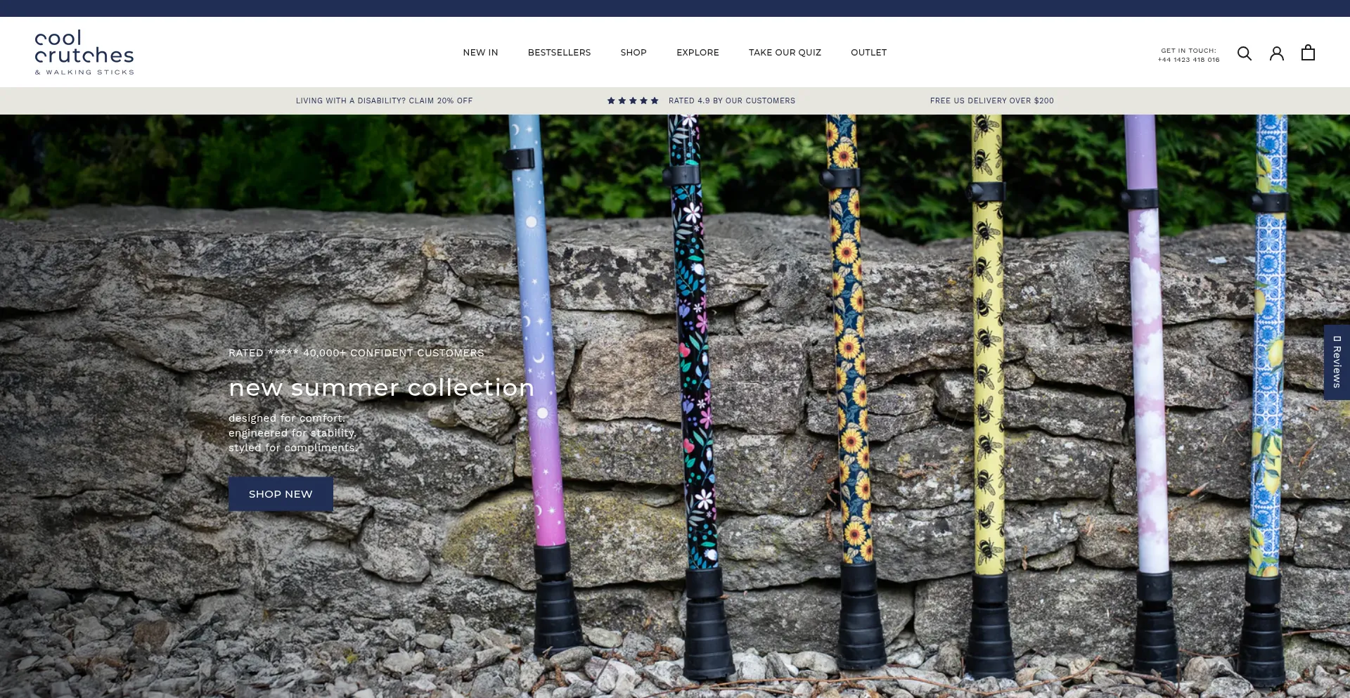 Website screenshot of Coolcrutches.com