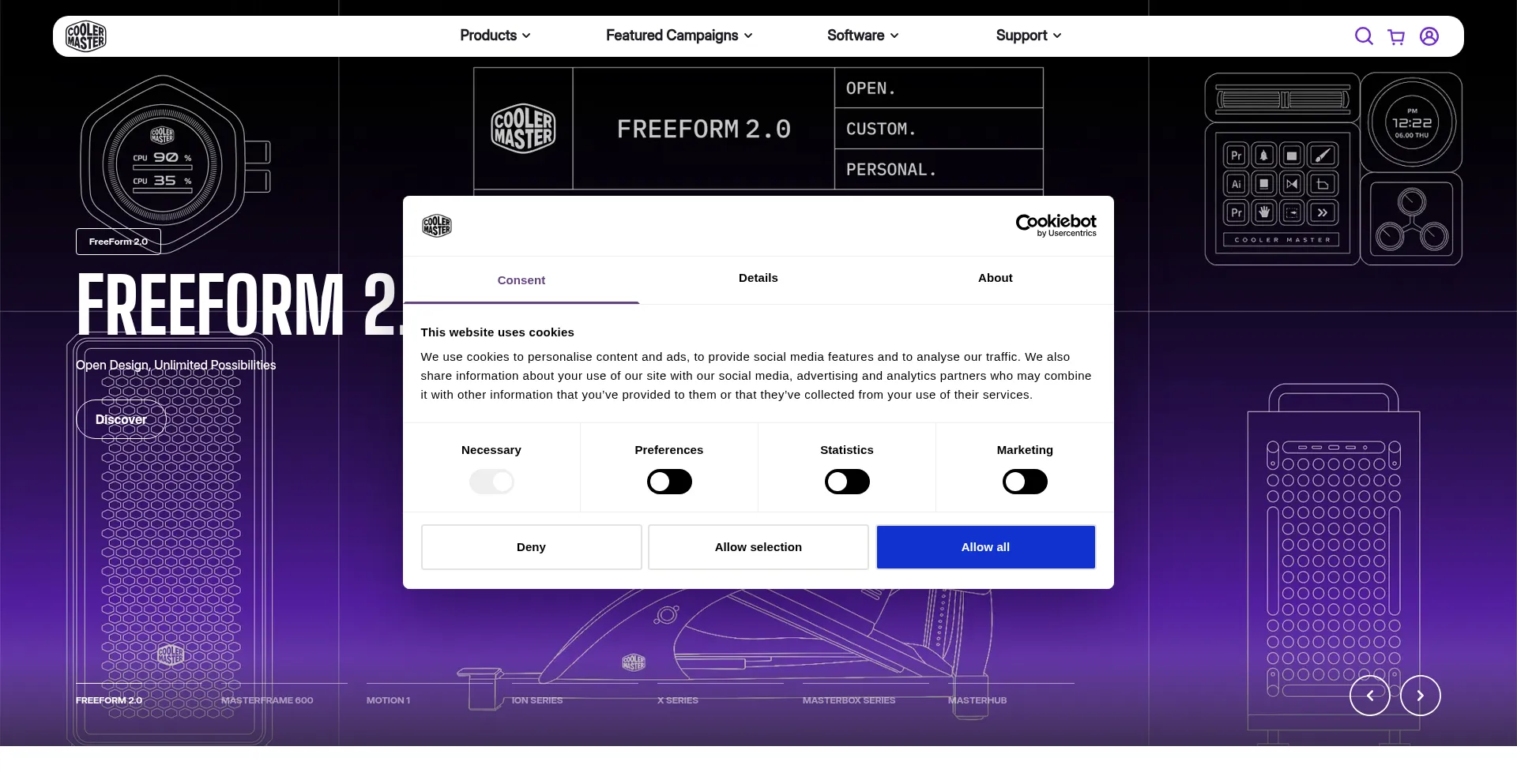 Website screenshot of Coolermaster.com