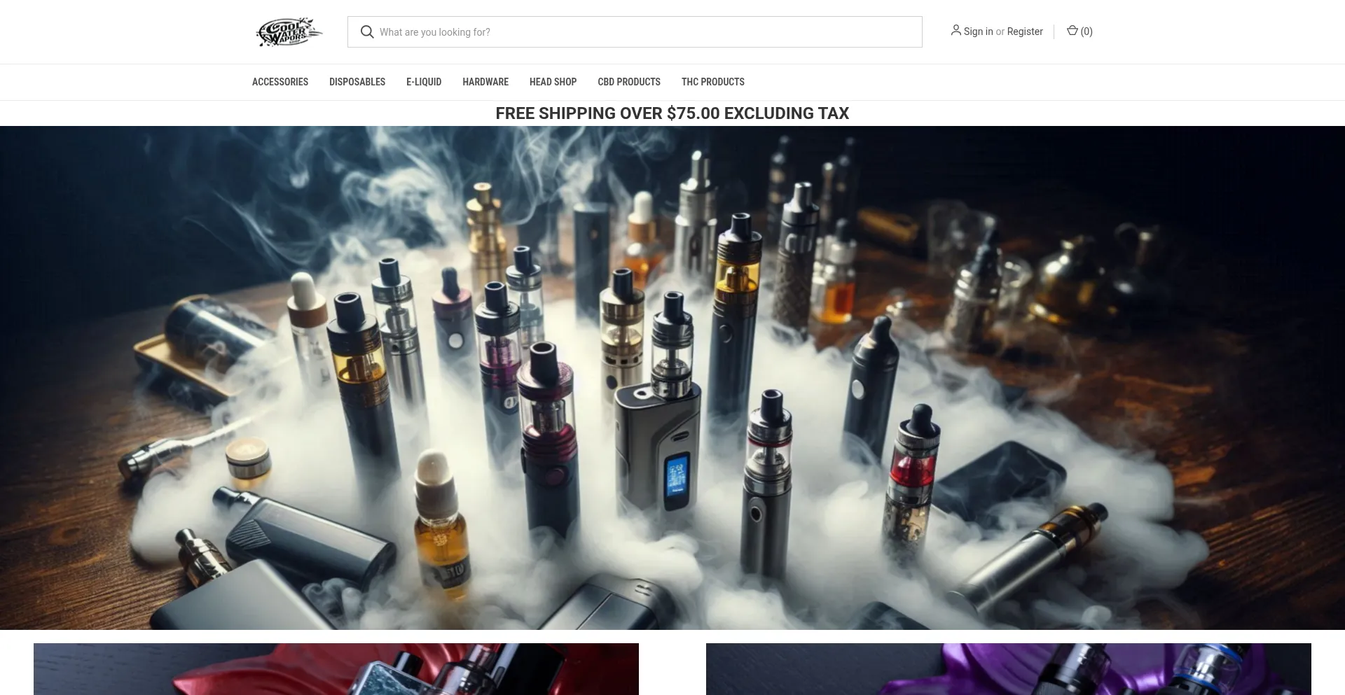 Website screenshot of Coolwatervapors.com