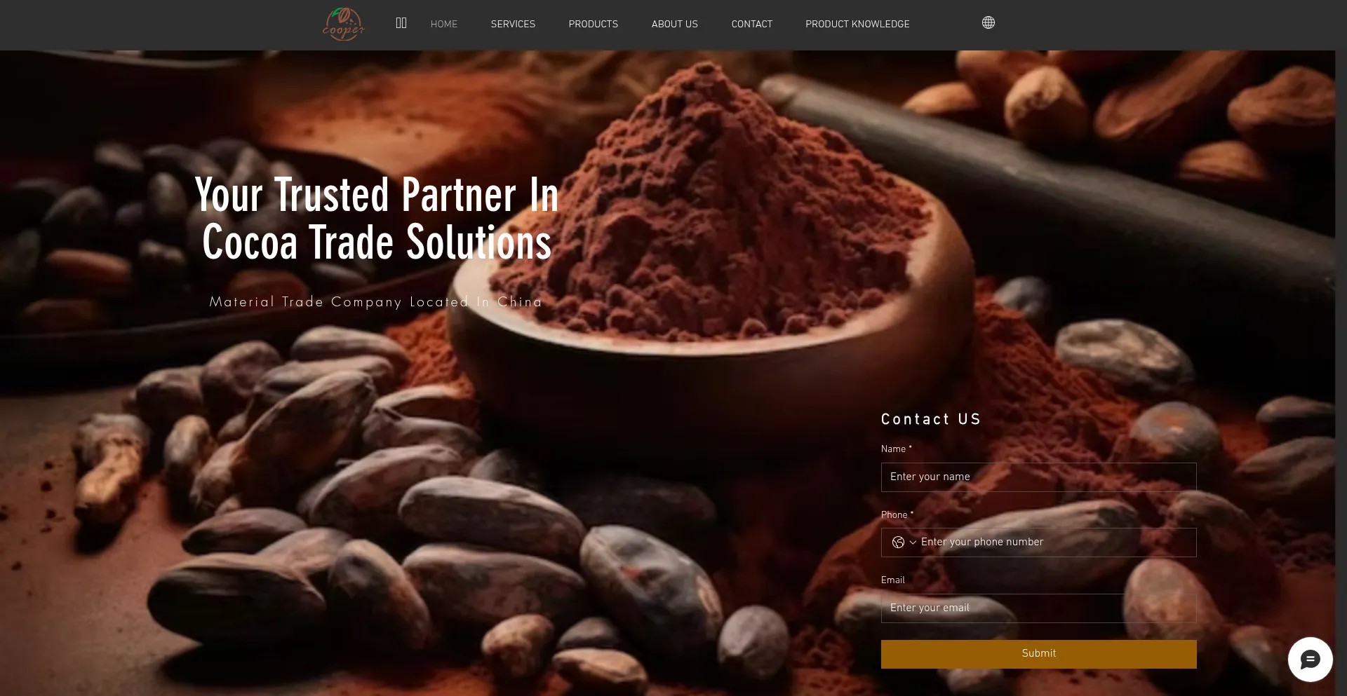 Website screenshot of Coopercocoa.com