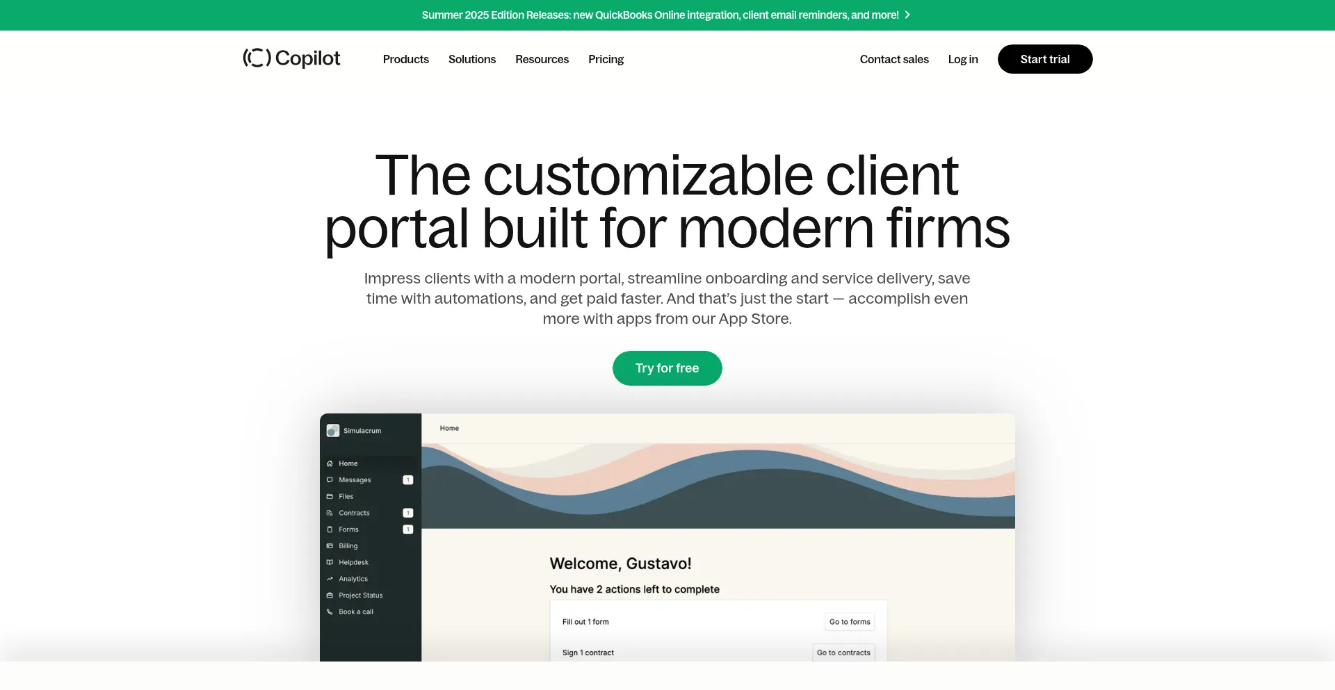 Website screenshot of Copilot.app