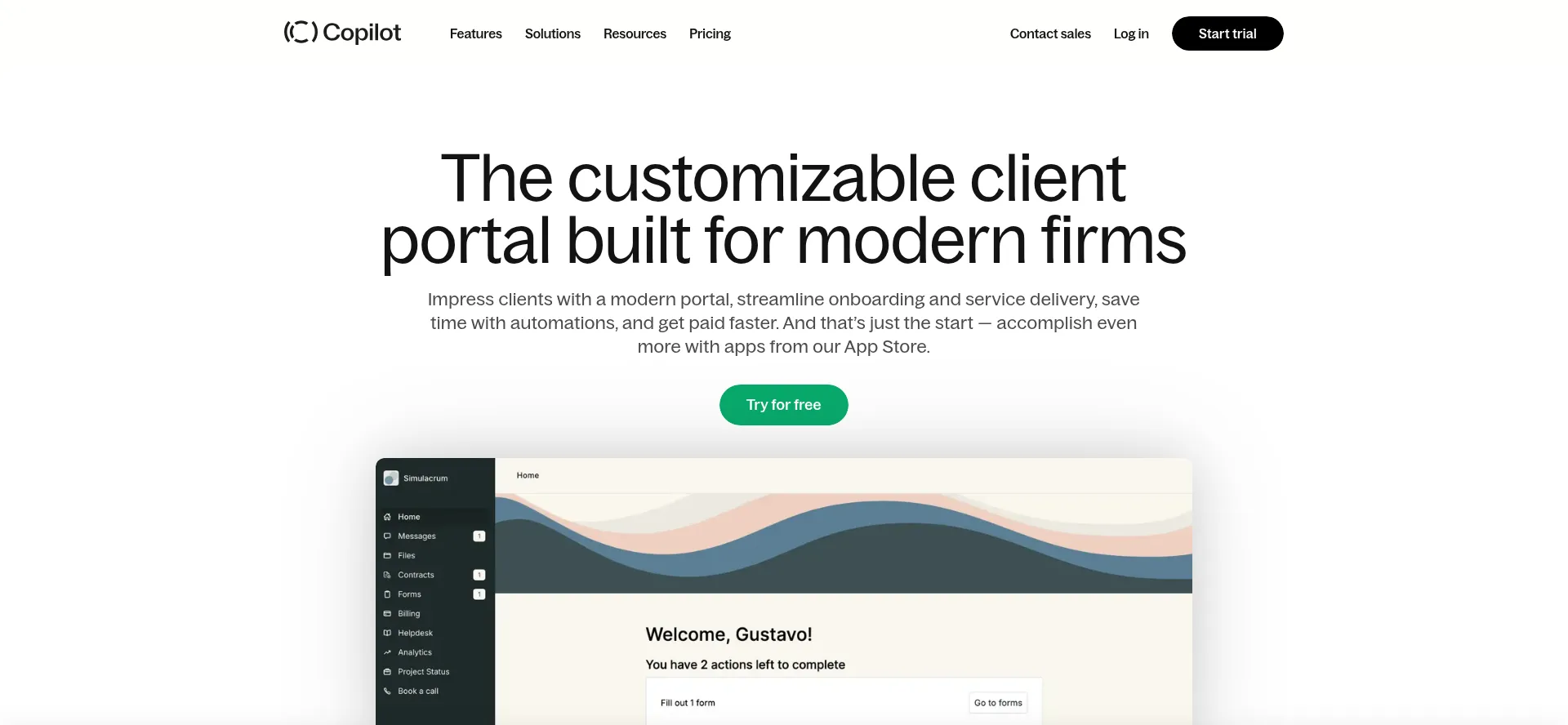 Website screenshot of Copilot.com