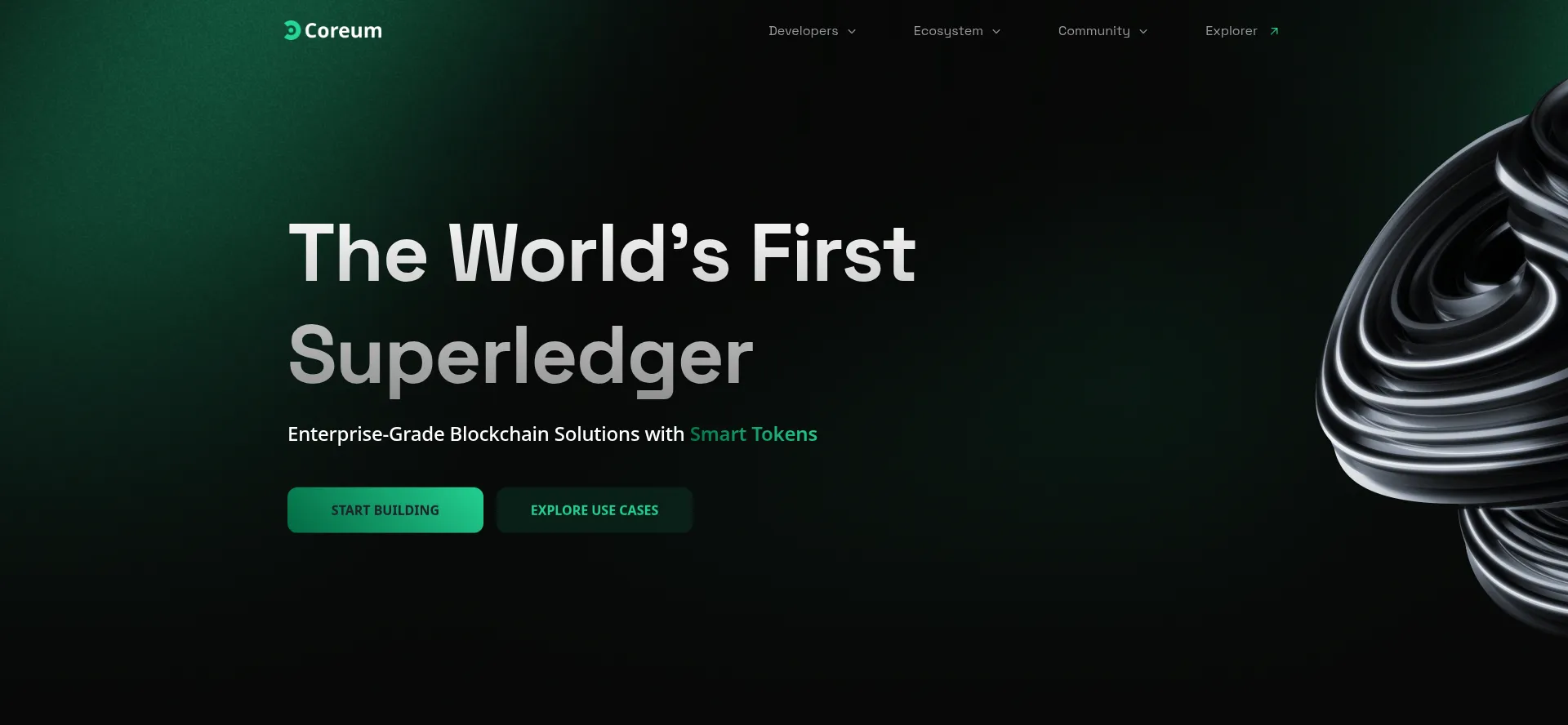 Website screenshot of Coreum.com