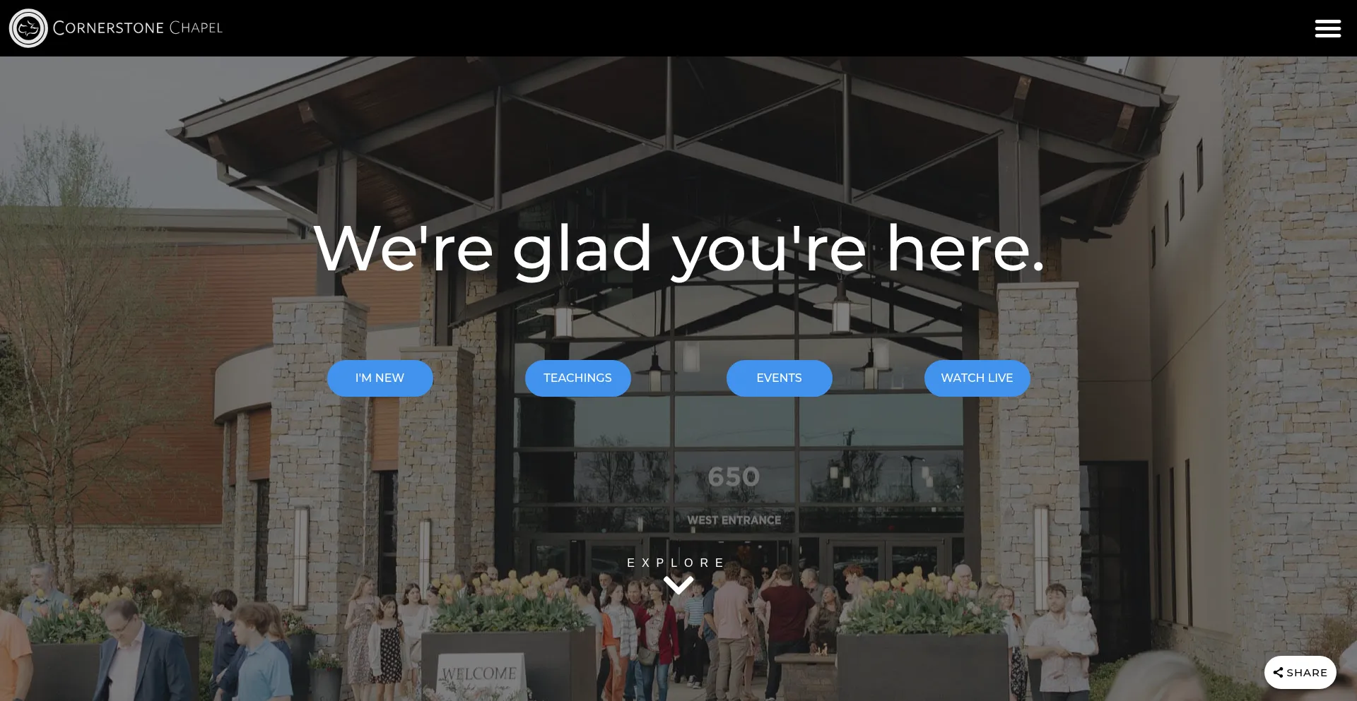 Website screenshot of Cornerstonechapel.net