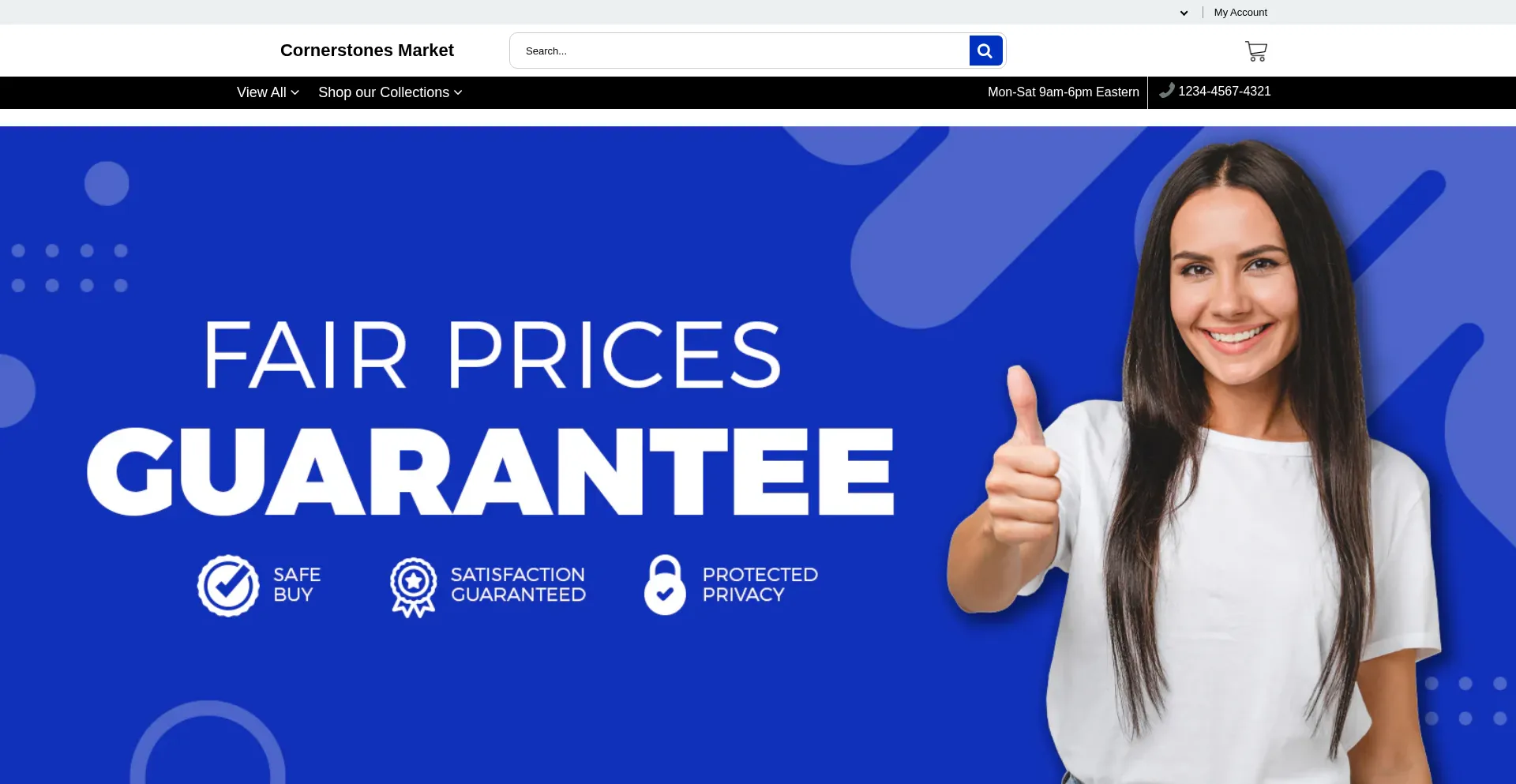 Website screenshot of Cornerstonesmarket.com