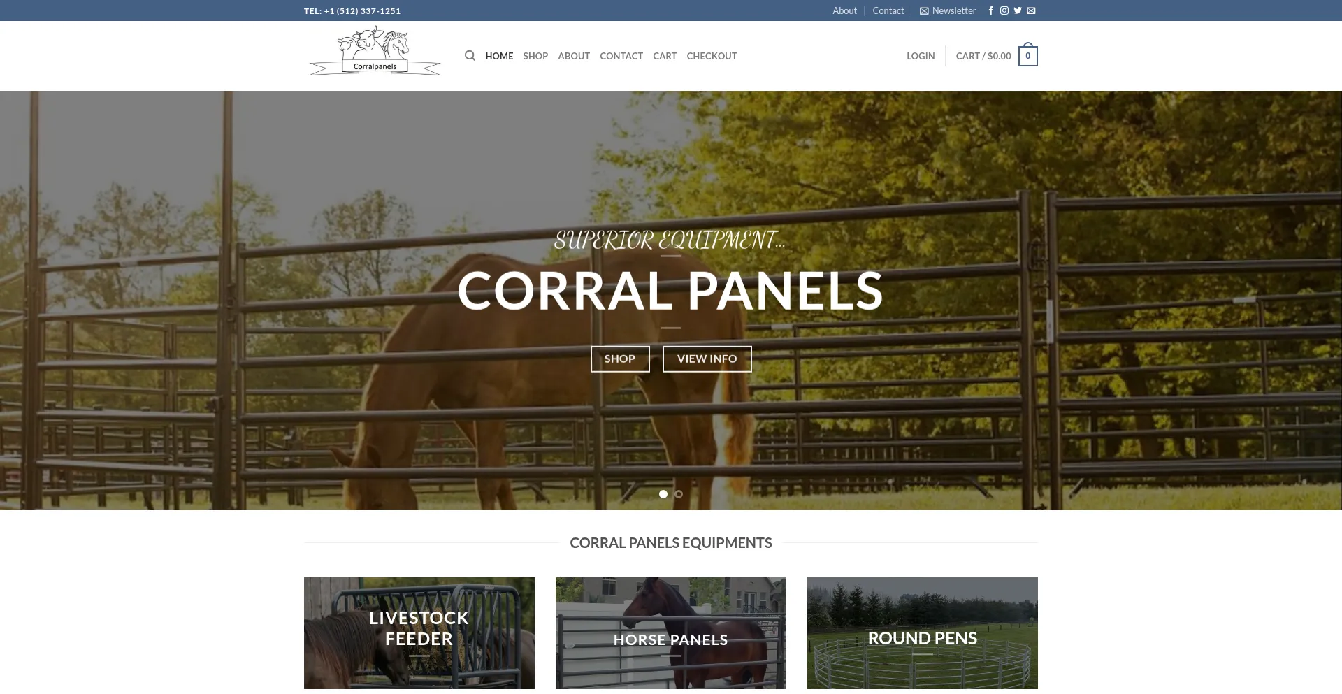Website screenshot of Corralspanel.com