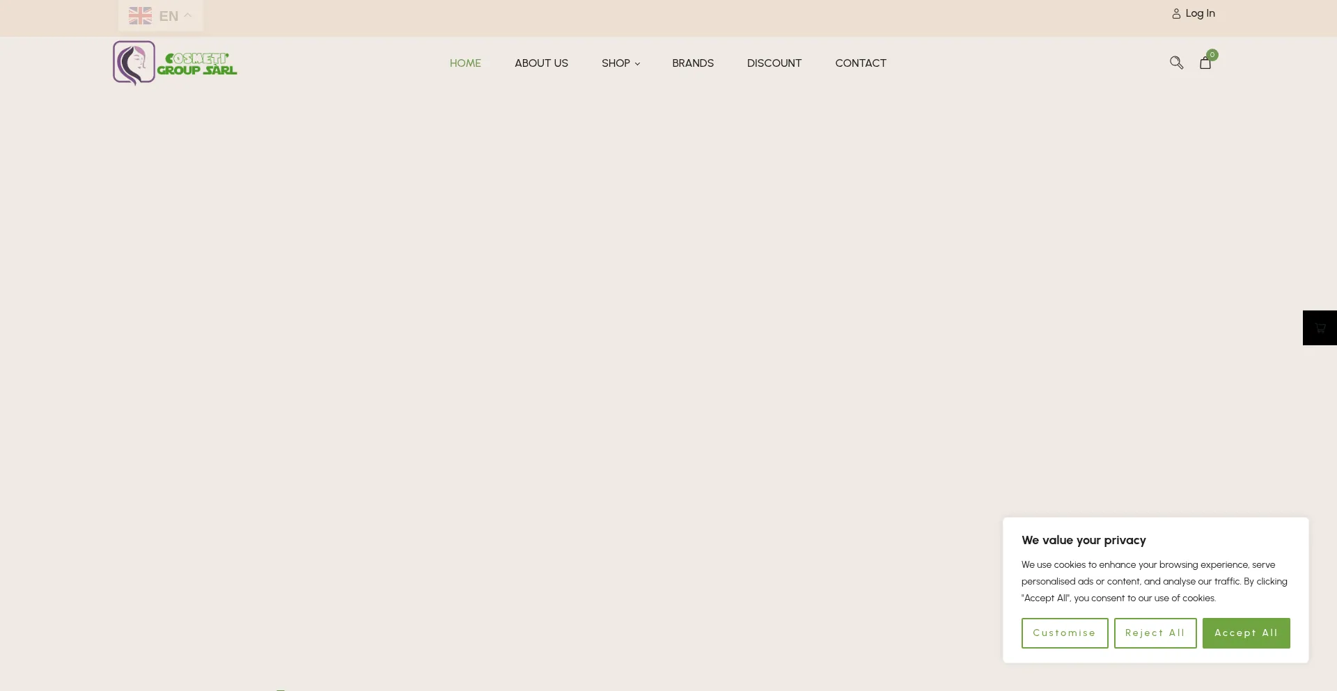 Website screenshot of Cosmetigroupsarl.com