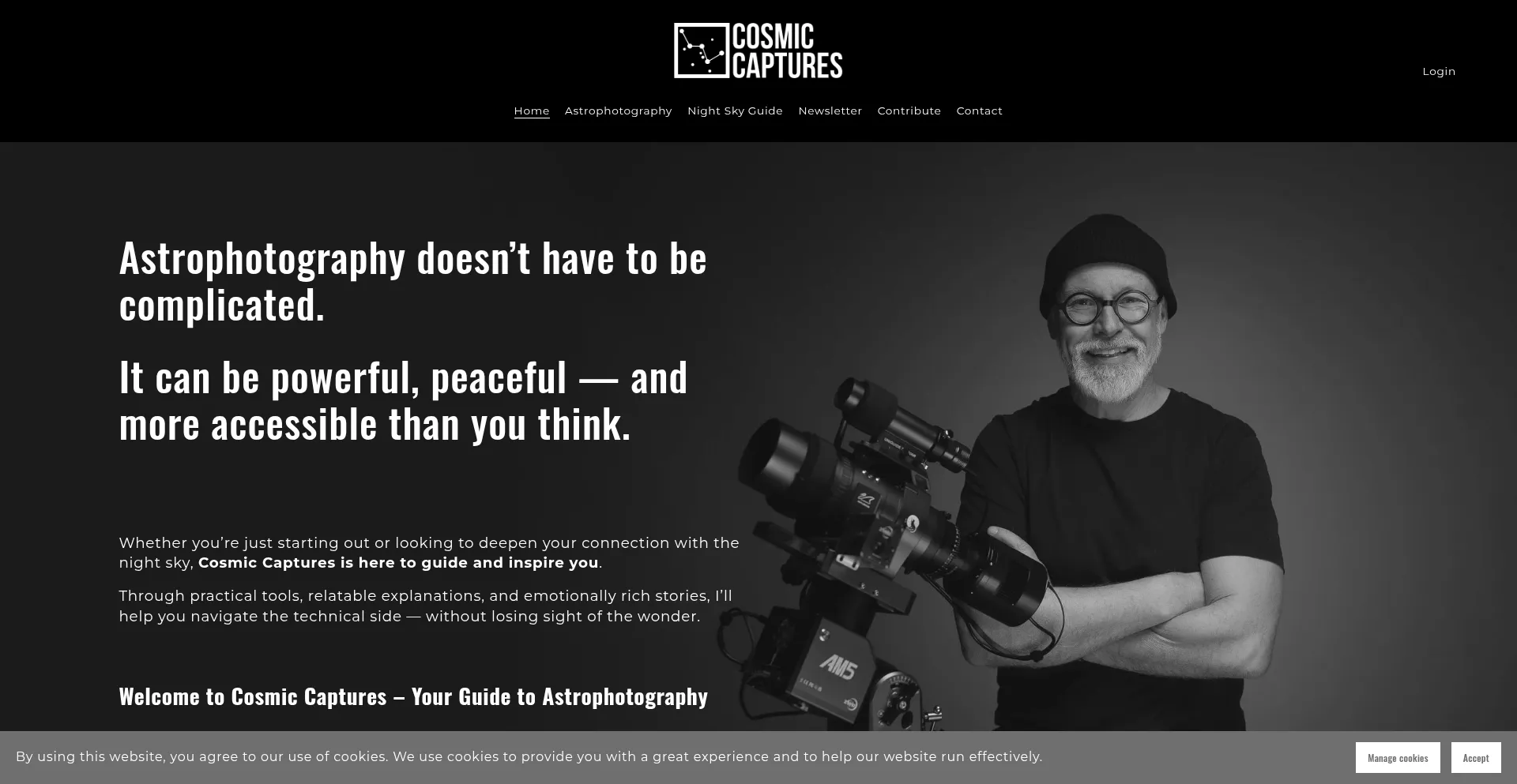 Website screenshot of Cosmiccaptures.com