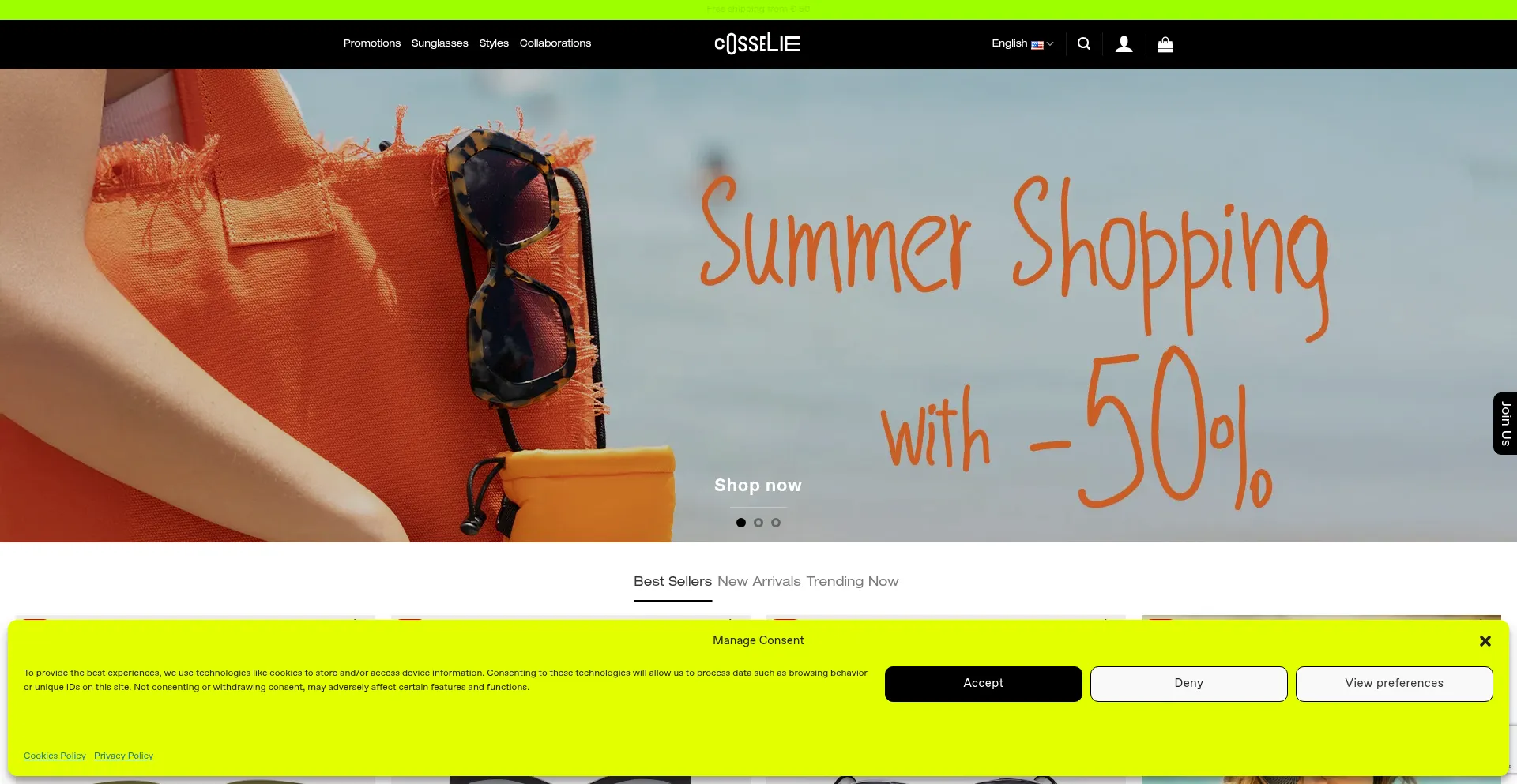 Website screenshot of Cosselie.com