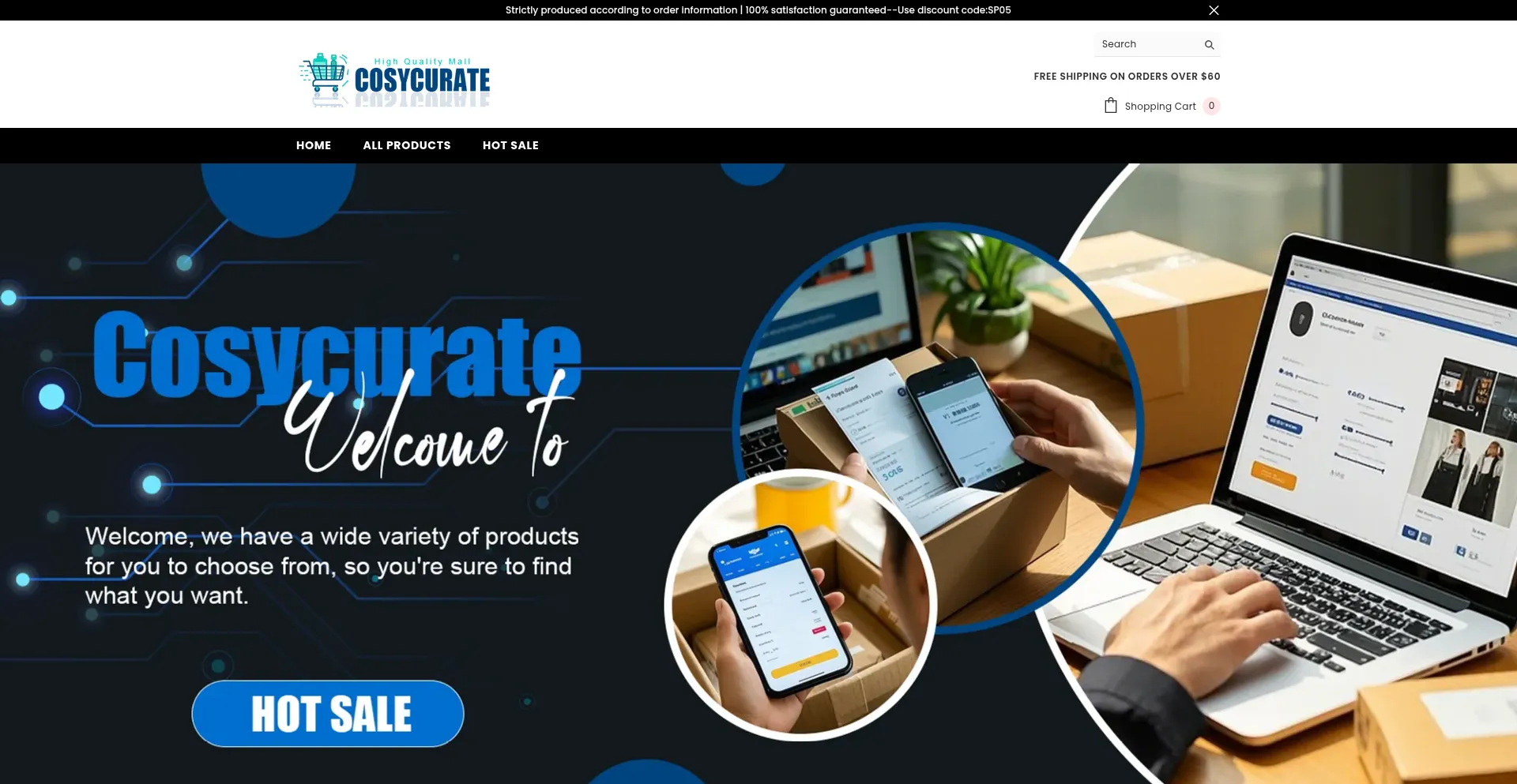 Website screenshot of Cosycurate.com