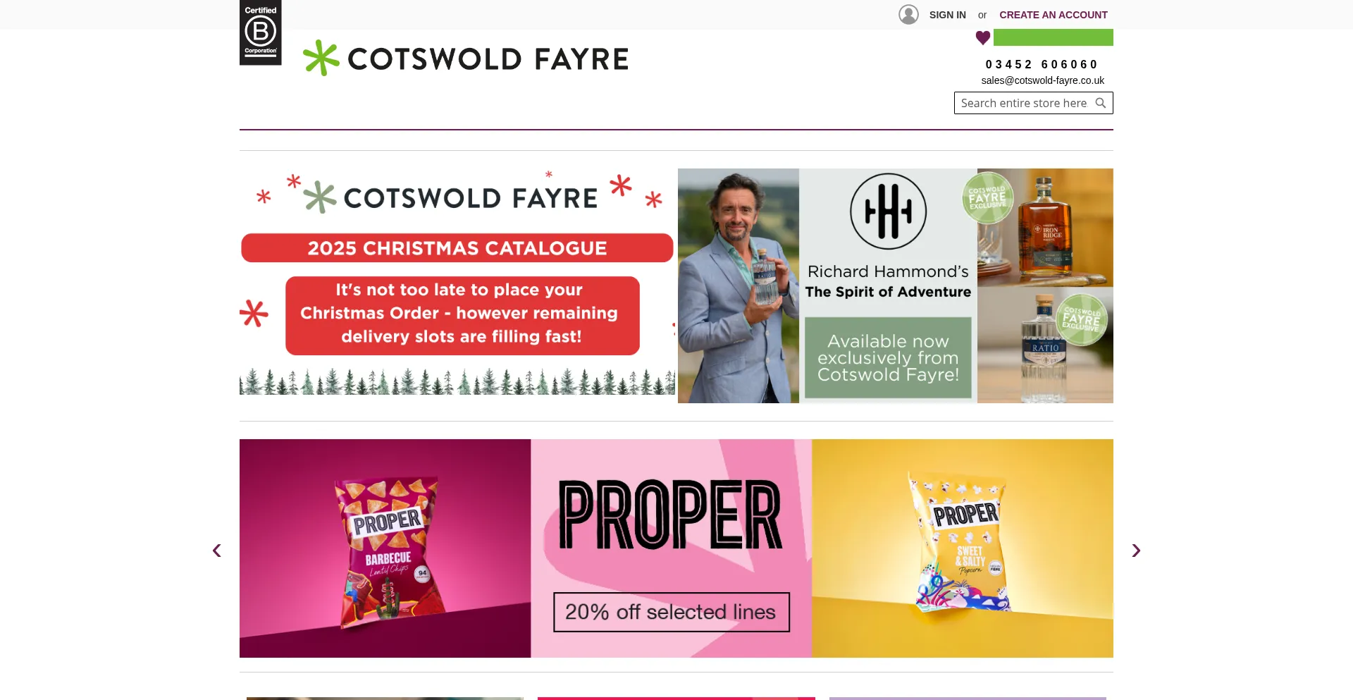 Website screenshot of Cotswold-fayre.co.uk