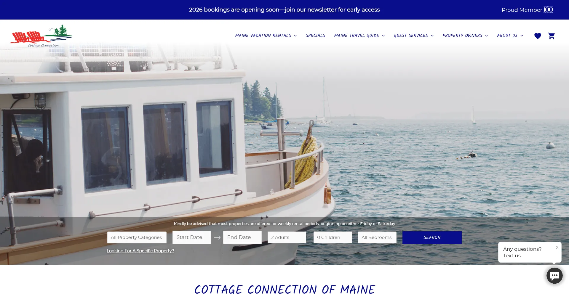 Website screenshot of Cottageconnection.com