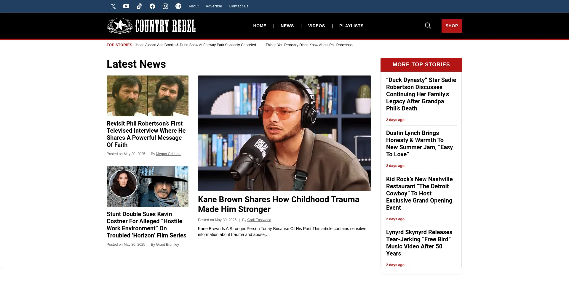 Website screenshot of Countryrebel.com