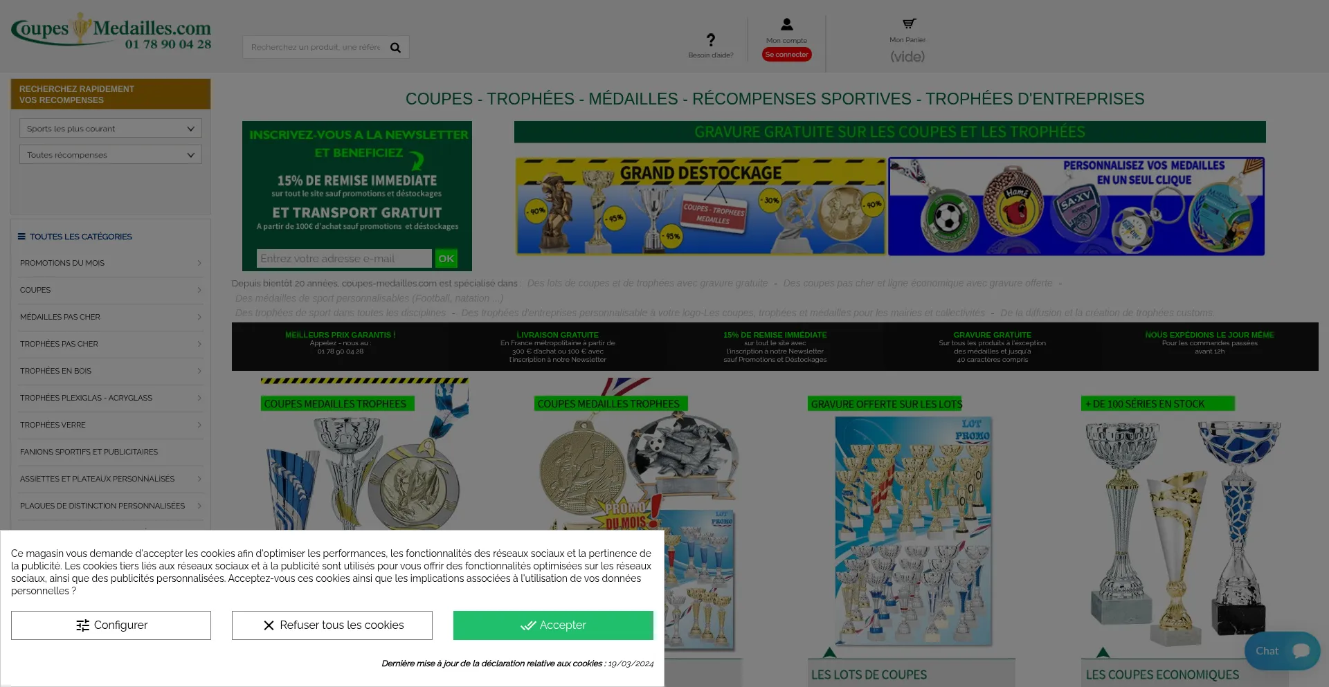 Website screenshot of Coupes-medailles.com