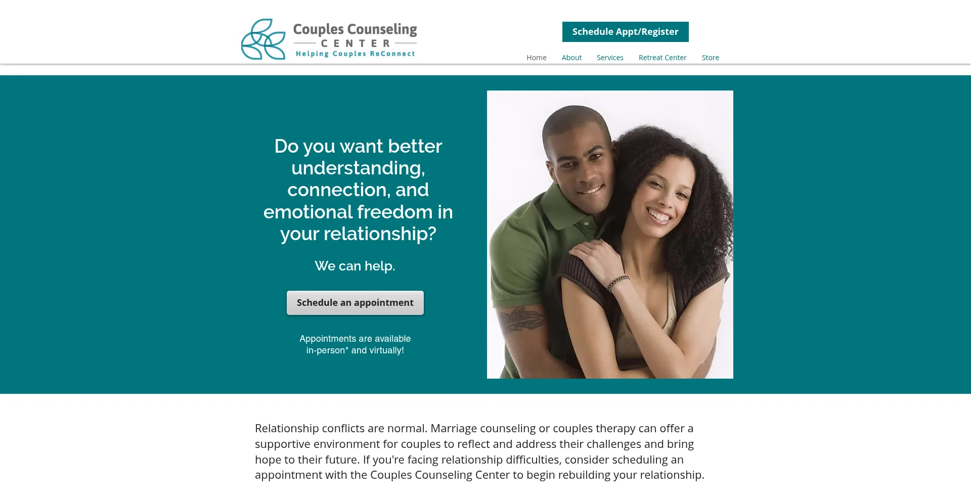 Website screenshot of Couplescounselingcenter.org