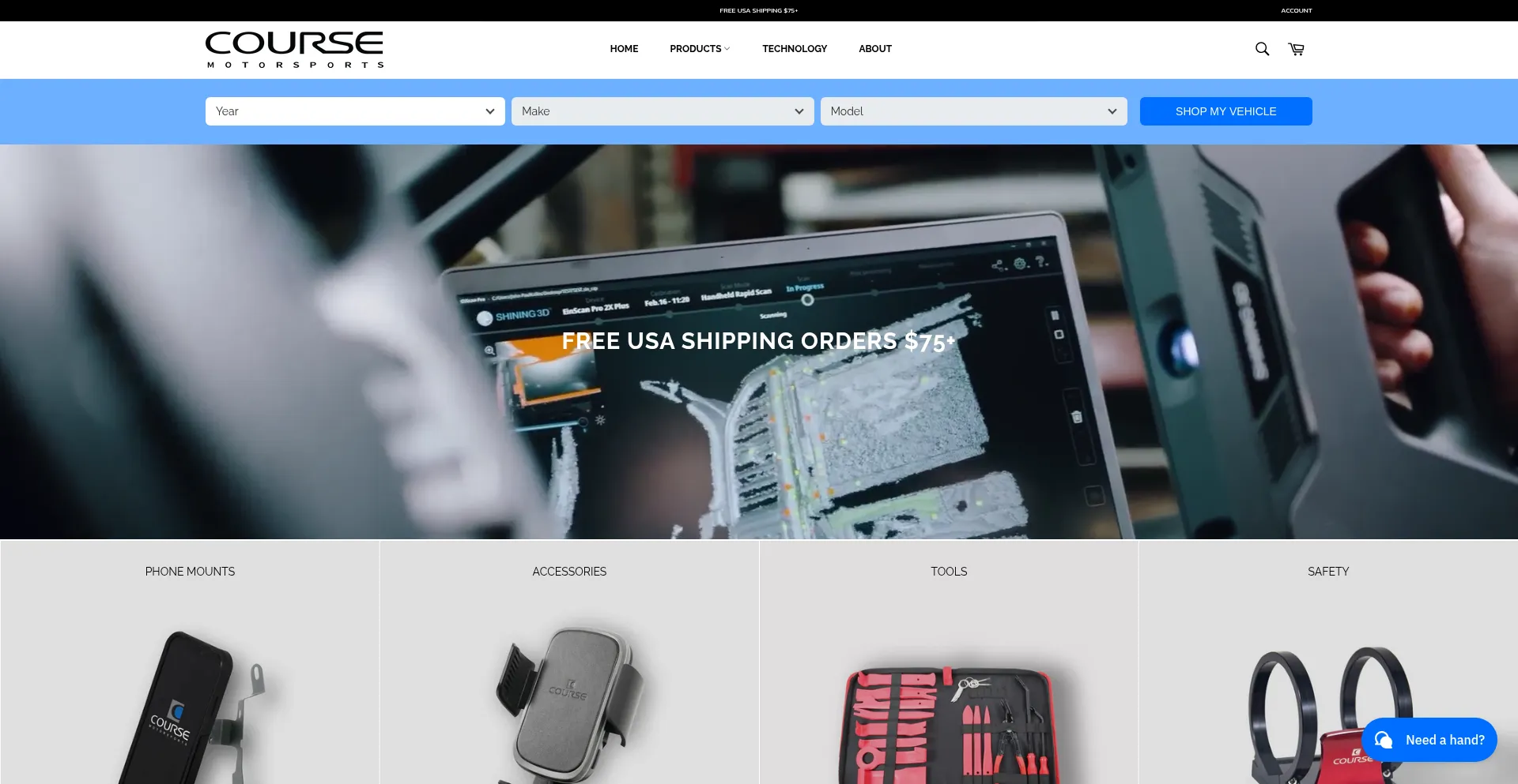 Website screenshot of Coursemotorsports.com