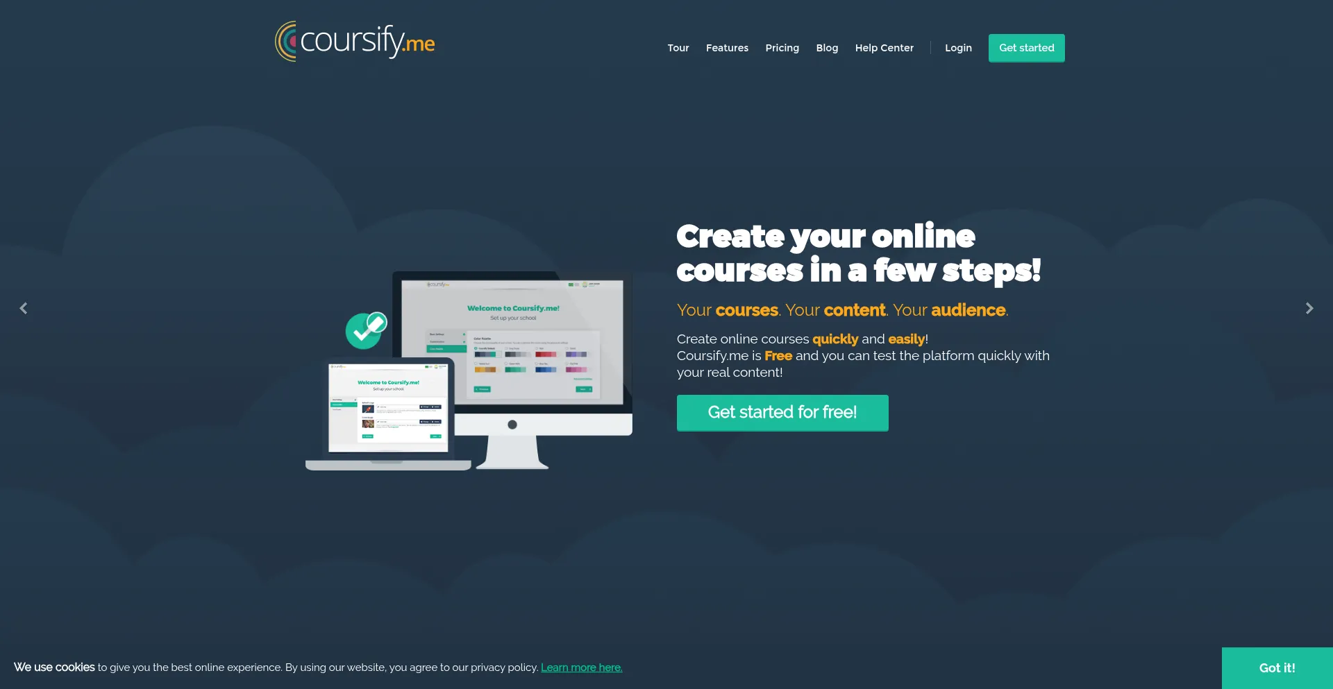 Website screenshot of Coursify.me