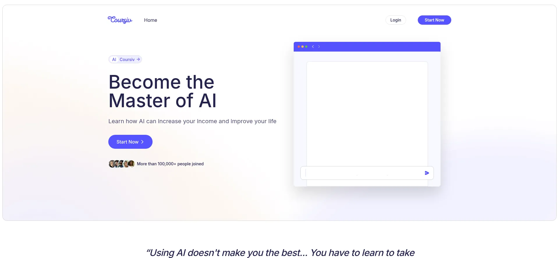 Website screenshot of Coursiv.ai