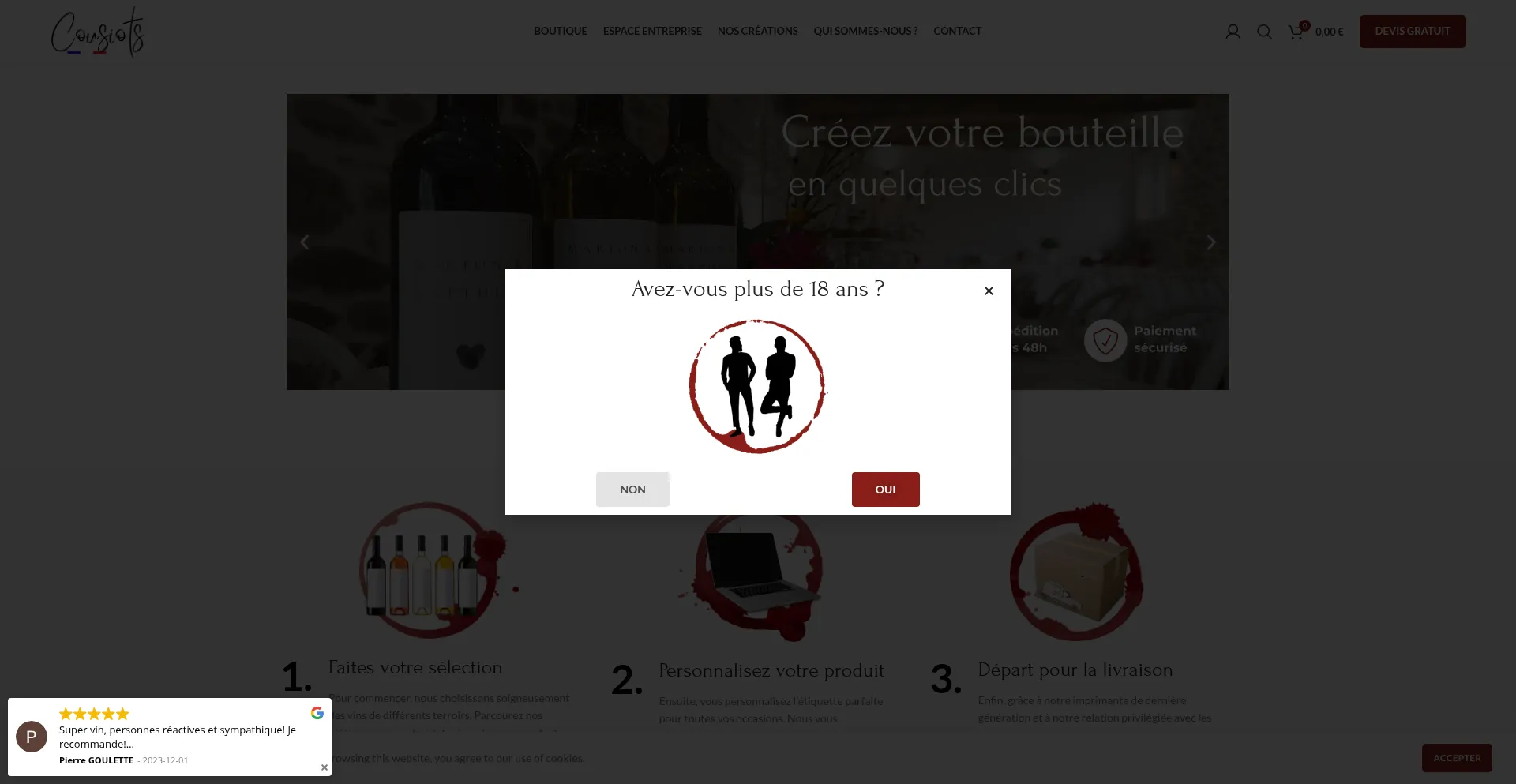 Website screenshot of Cousiots.com