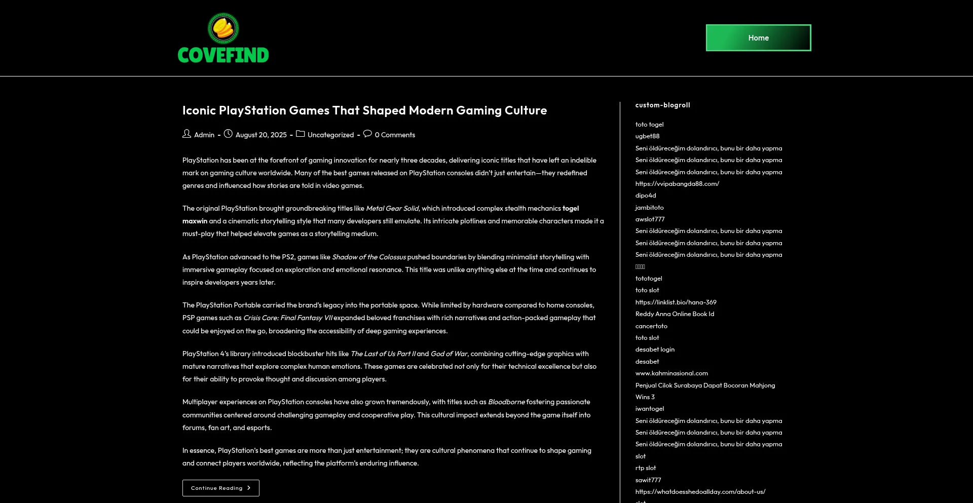 Website screenshot of Covefind.id