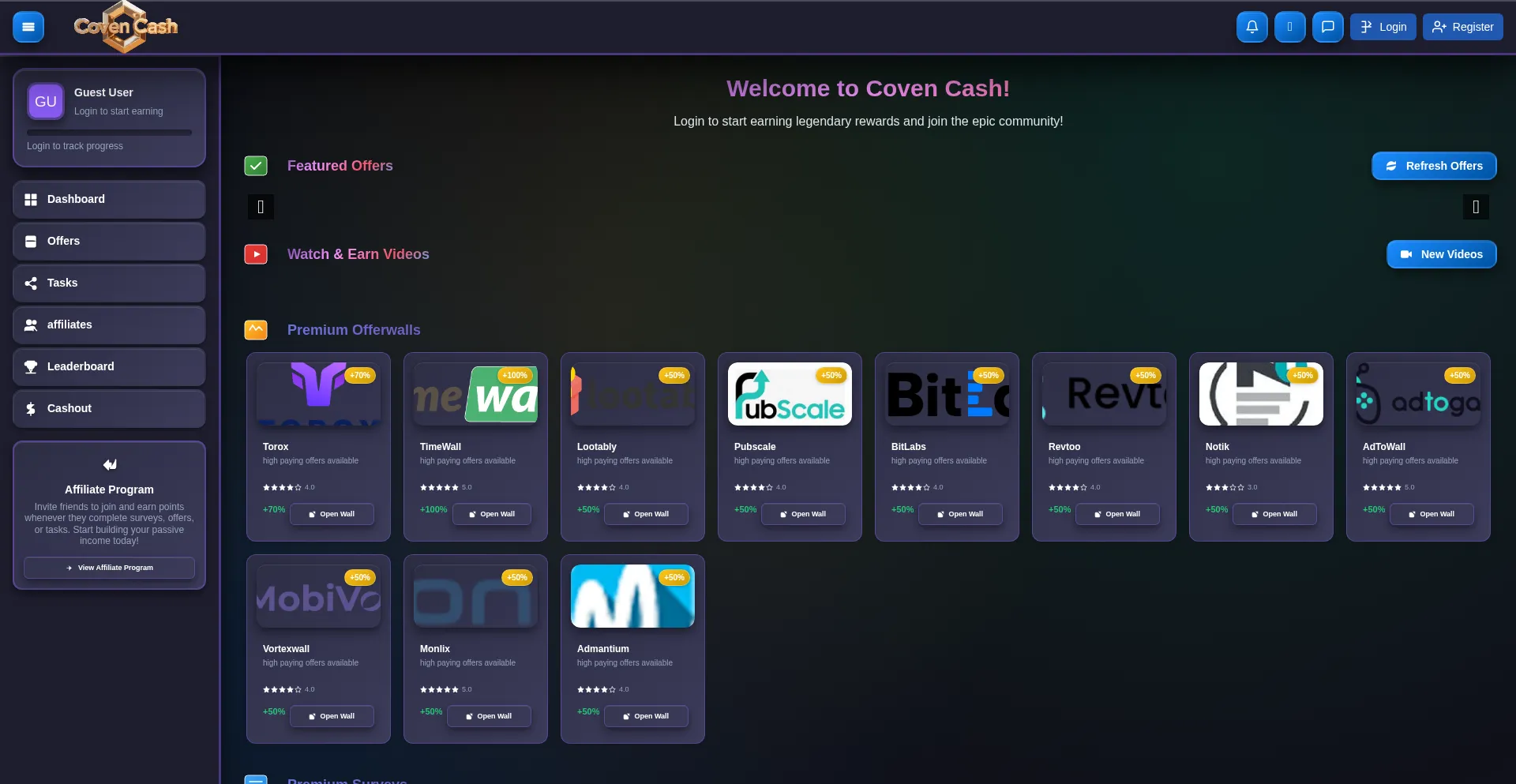 Website screenshot of Covencash.com