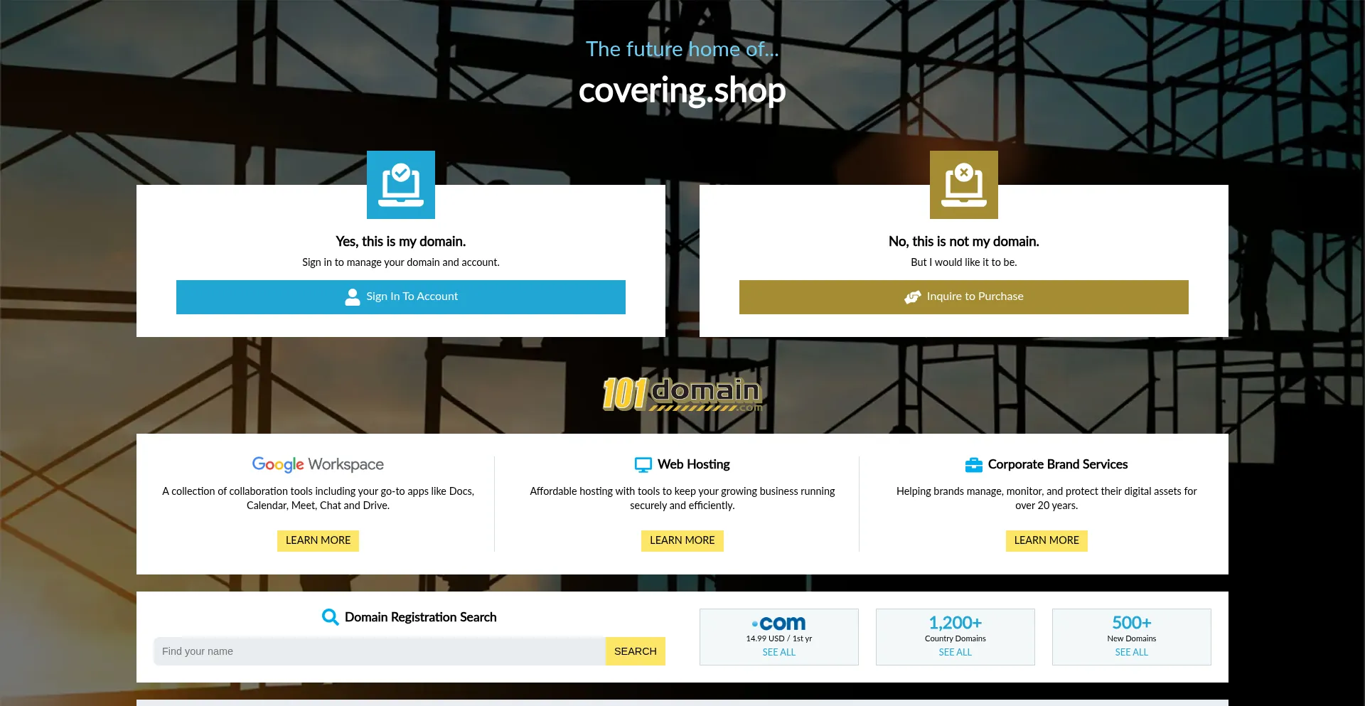 Website screenshot of Covering.shop