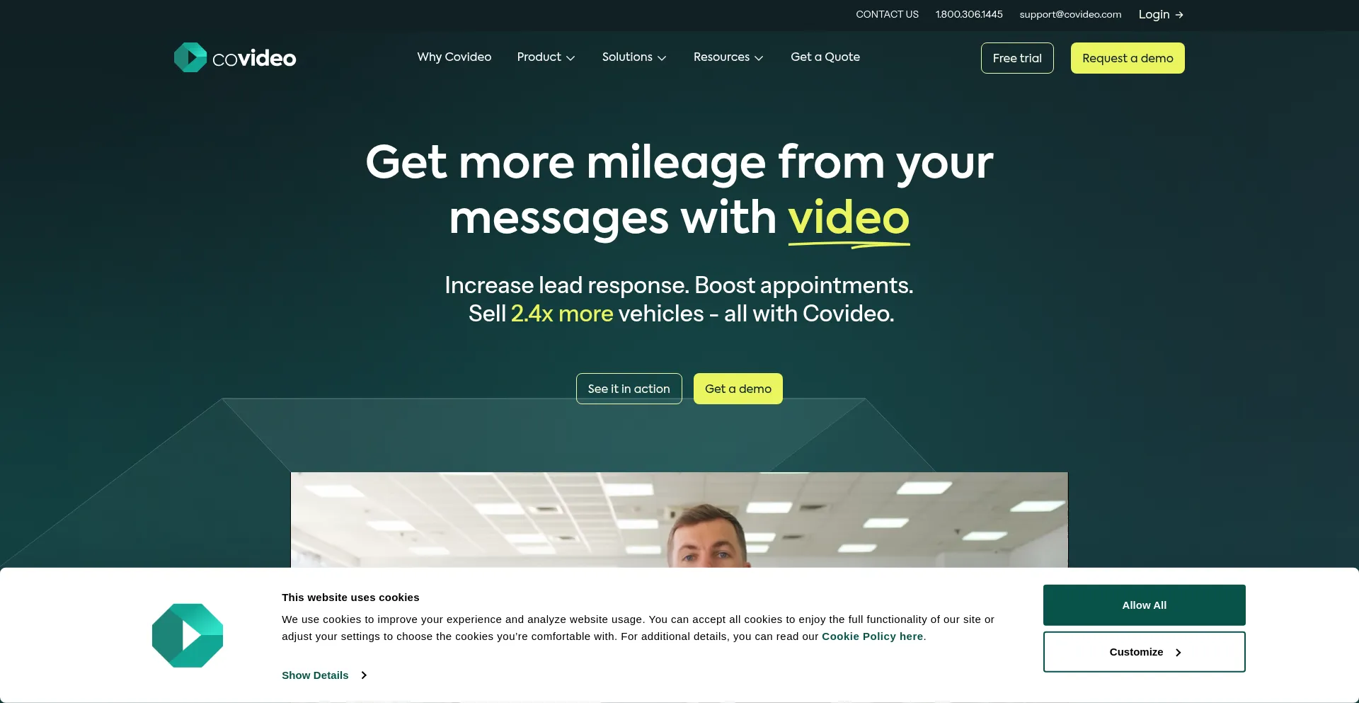Website screenshot of Covideo.com