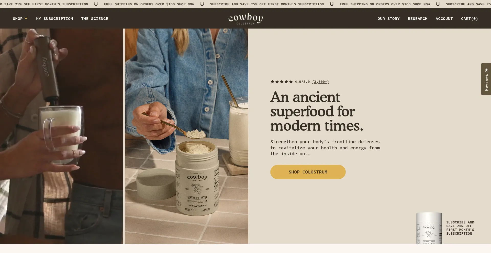 Website screenshot of Cowboycolostrum.com