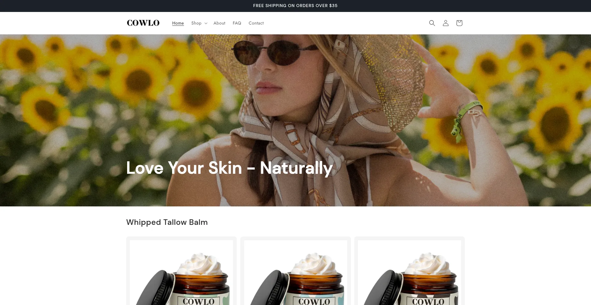 Website screenshot of Cowlotallow.com