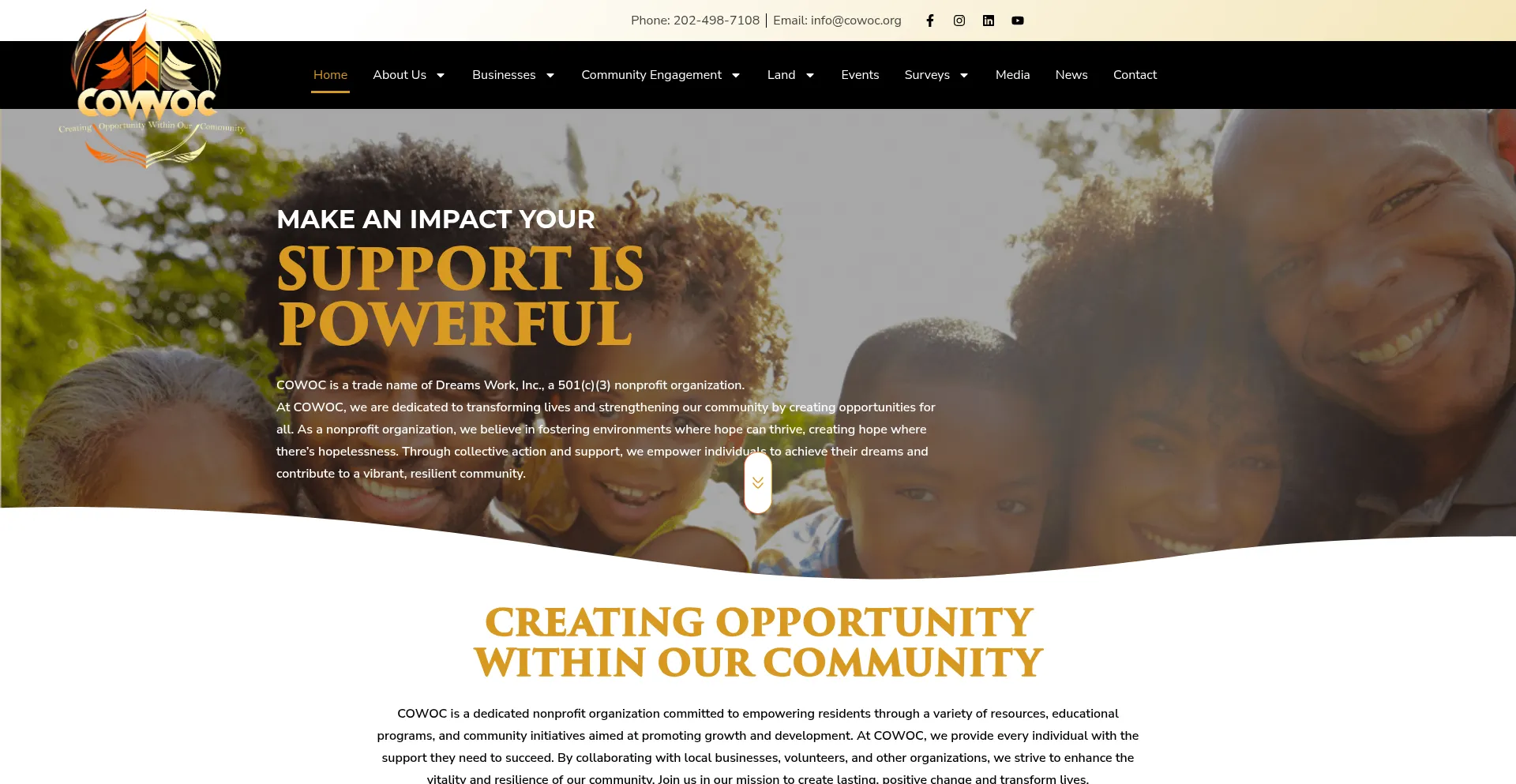 Website screenshot of Cowoc.org