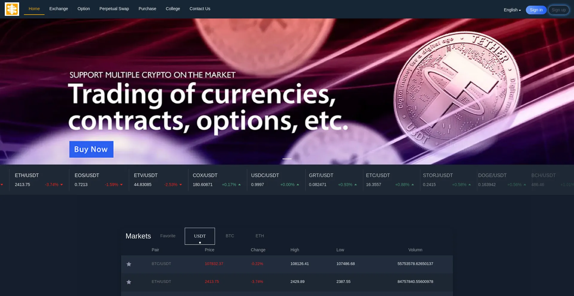 Website screenshot of Coxbtc.com