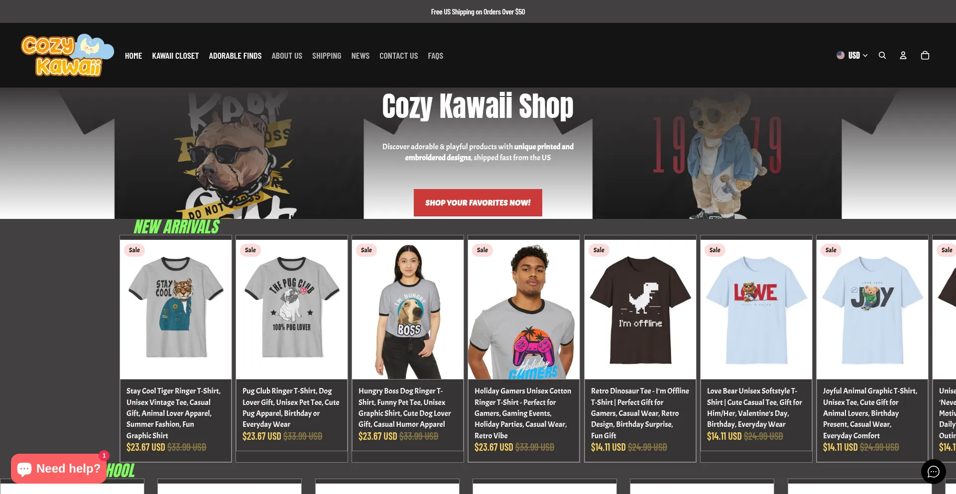 Website screenshot of Cozykawaii.shop