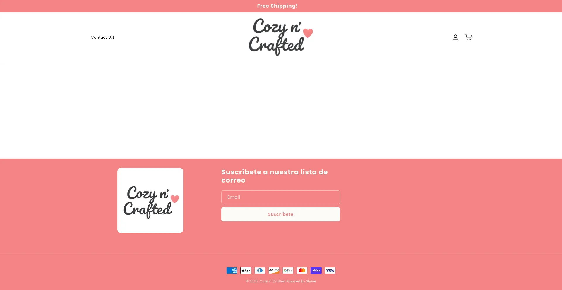Website screenshot of Cozyncrafted.com