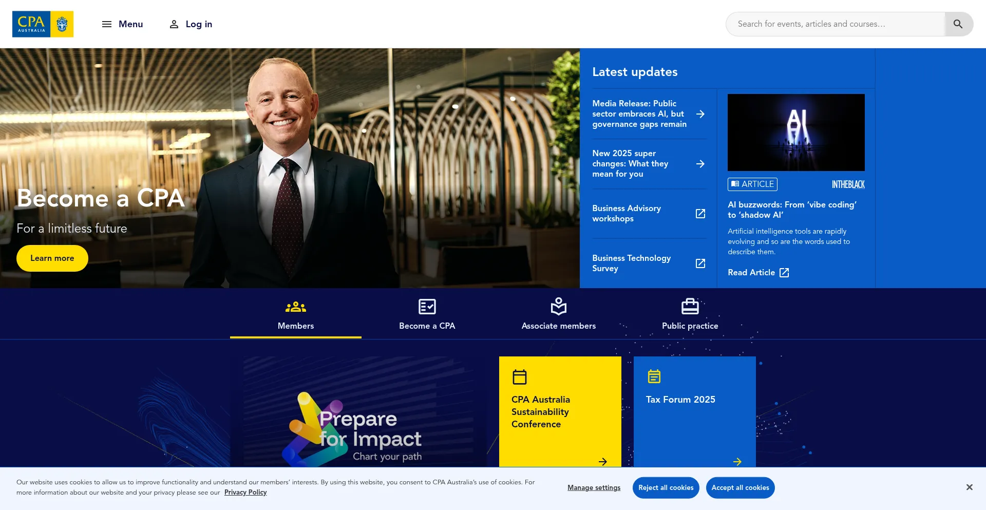 Website screenshot of Cpaaustralia.com.au