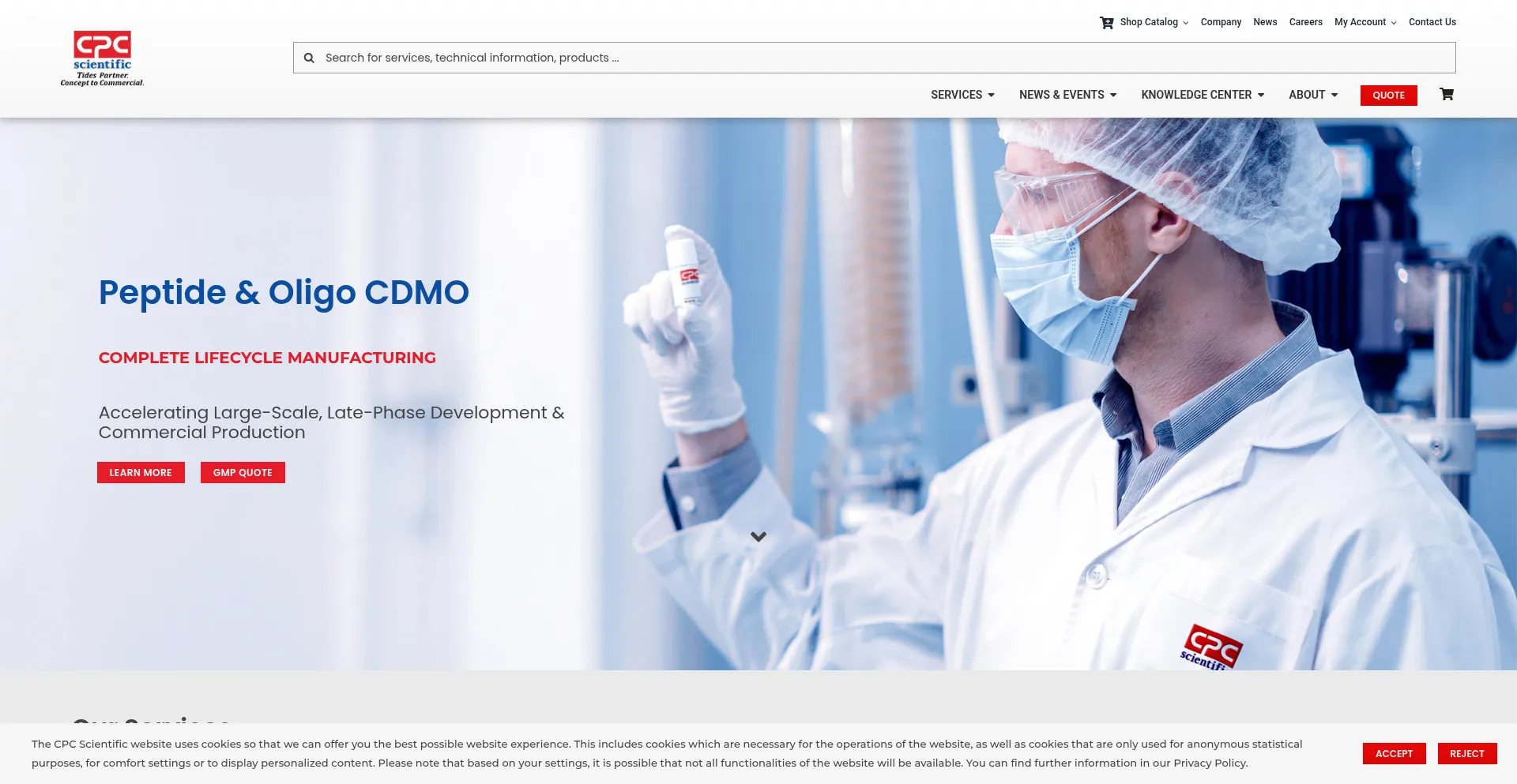 Website screenshot of Cpcscientific.com