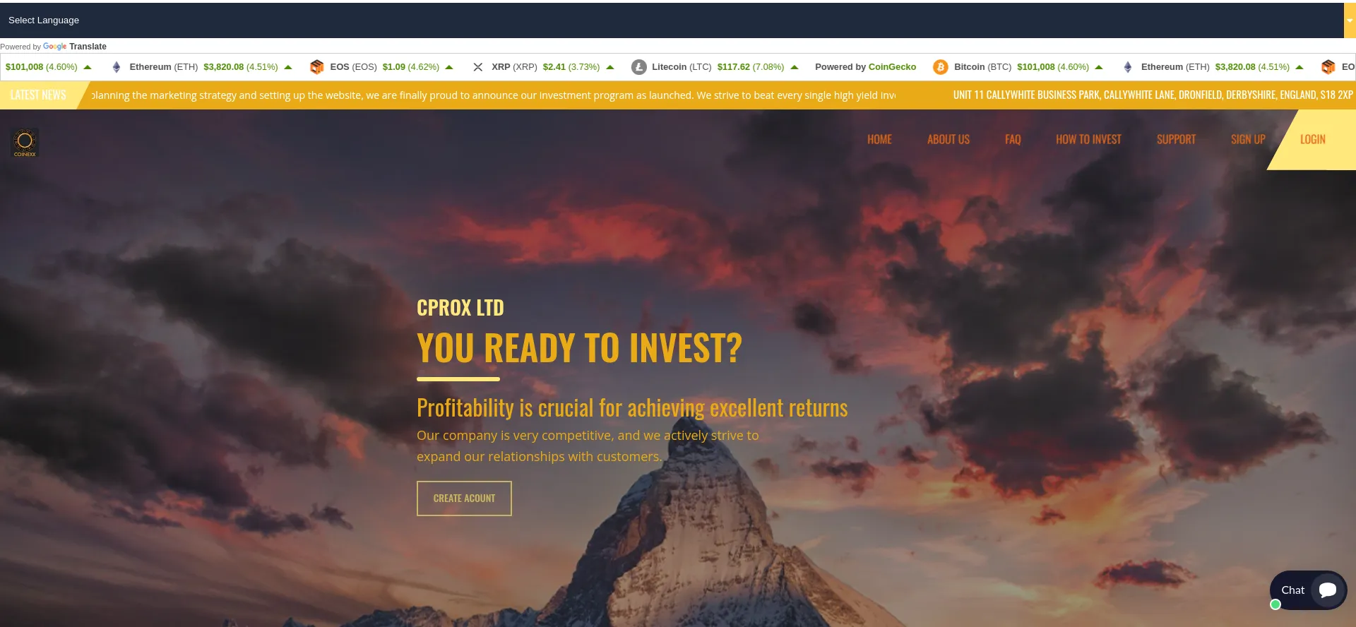 Website screenshot of Cprox.ltd