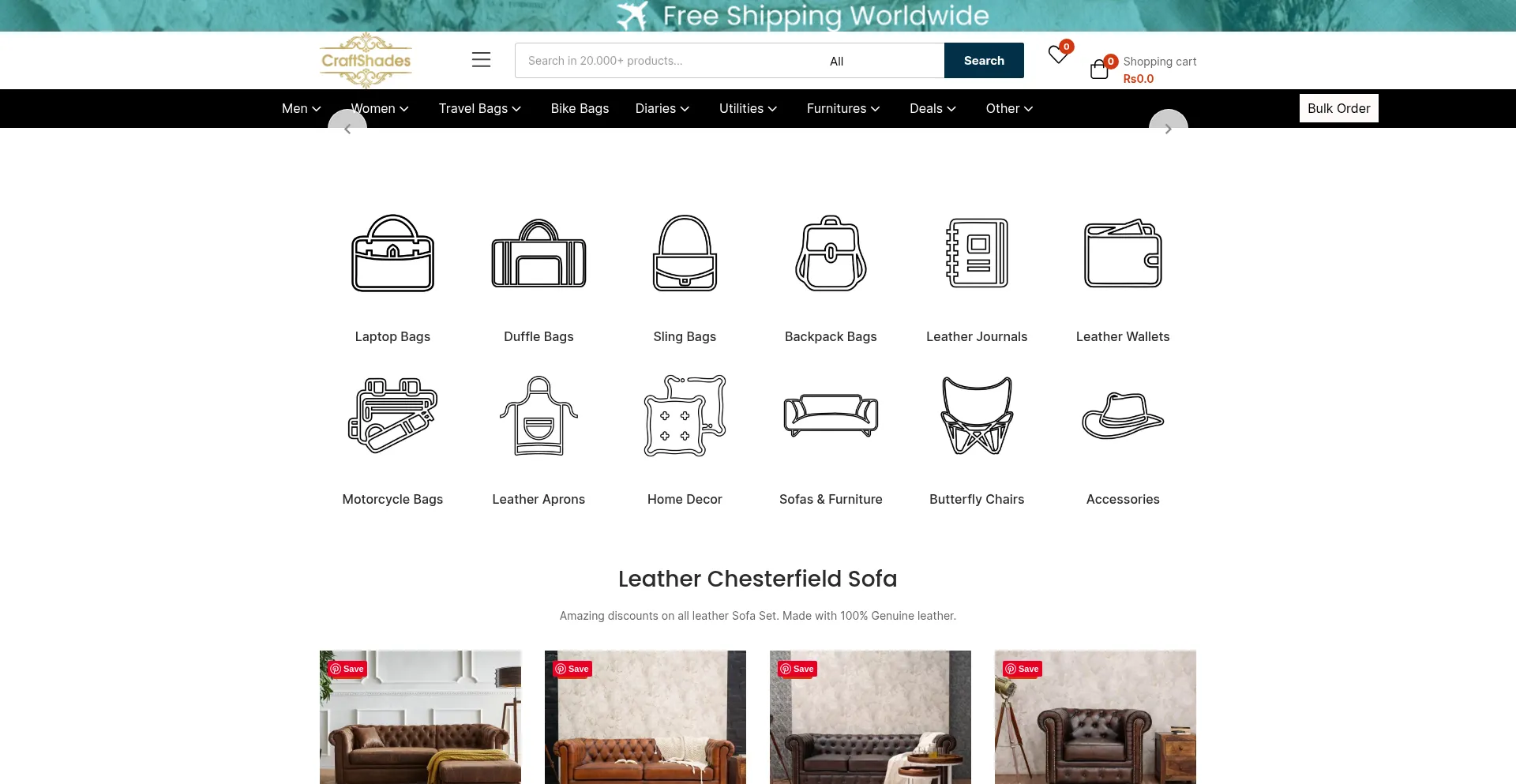 Website screenshot of Craftshades.com