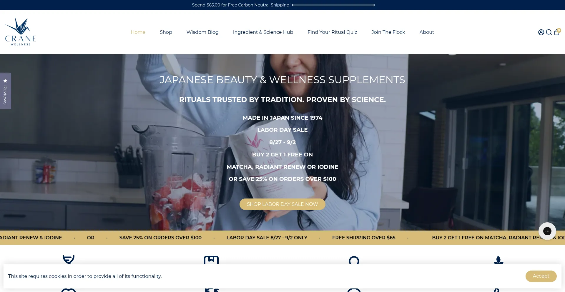 Website screenshot of Cranewellness.co