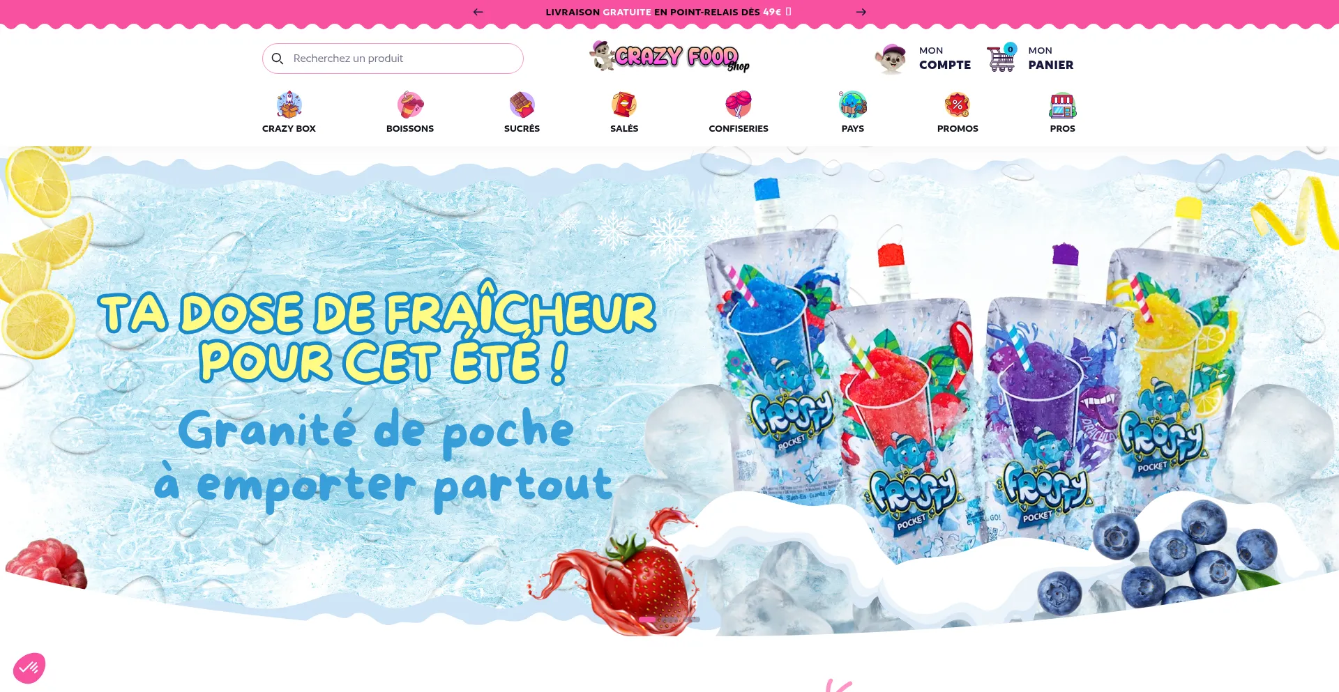 Website screenshot of Crazyfoodshop.fr