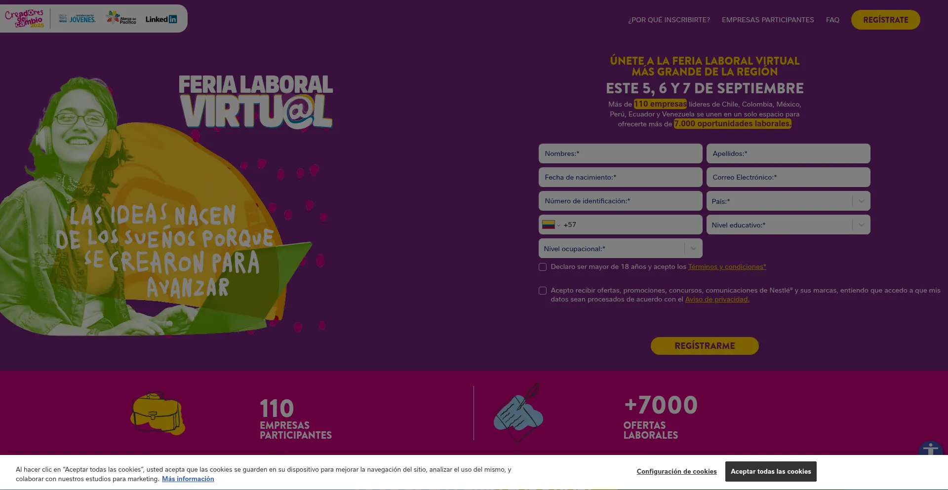 Website screenshot of Creadoresdelcambionestle.com