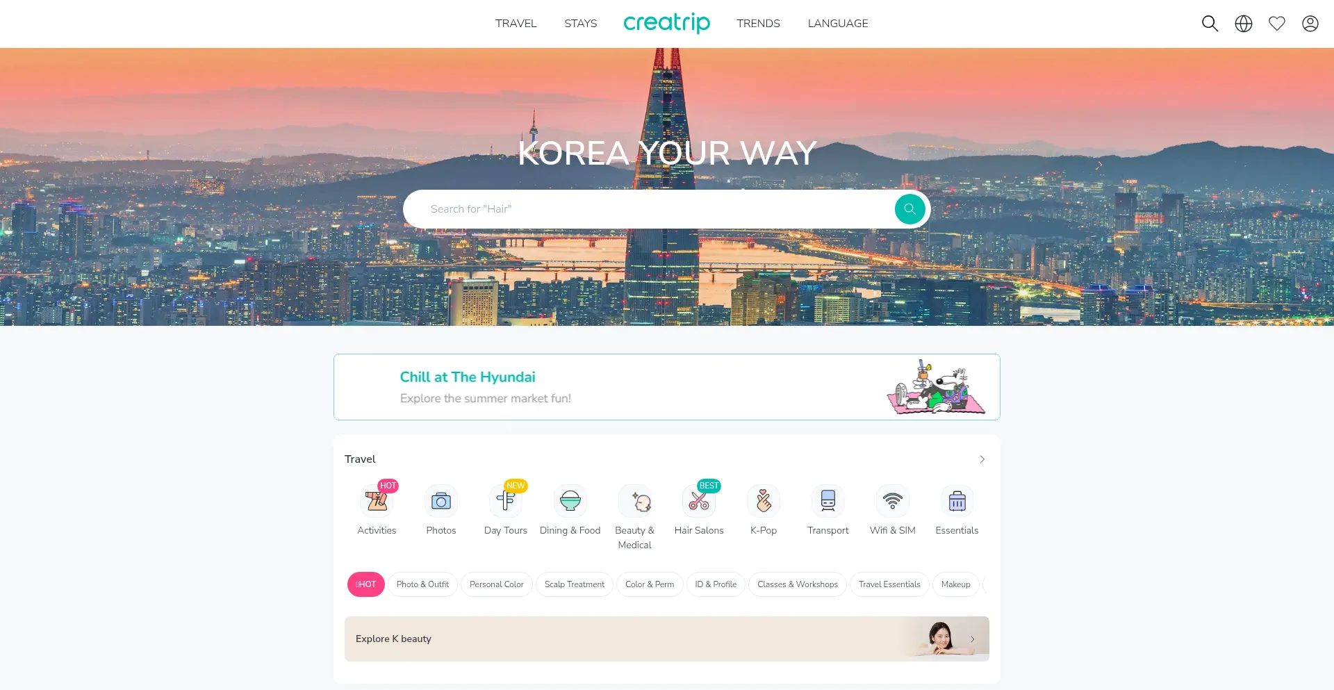 Website screenshot of Creatrip.com