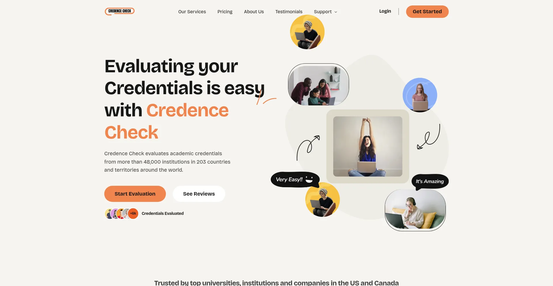 Website screenshot of Credencecheck.com