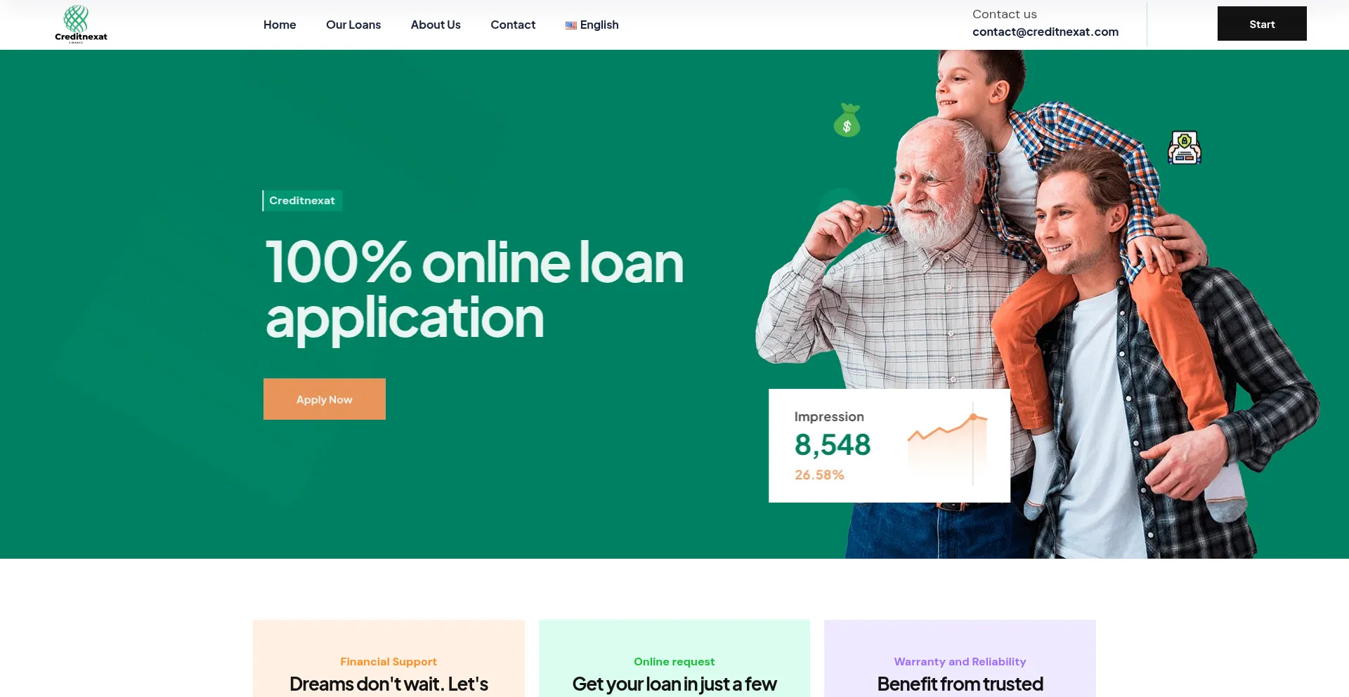 Website screenshot of Creditnexat.com