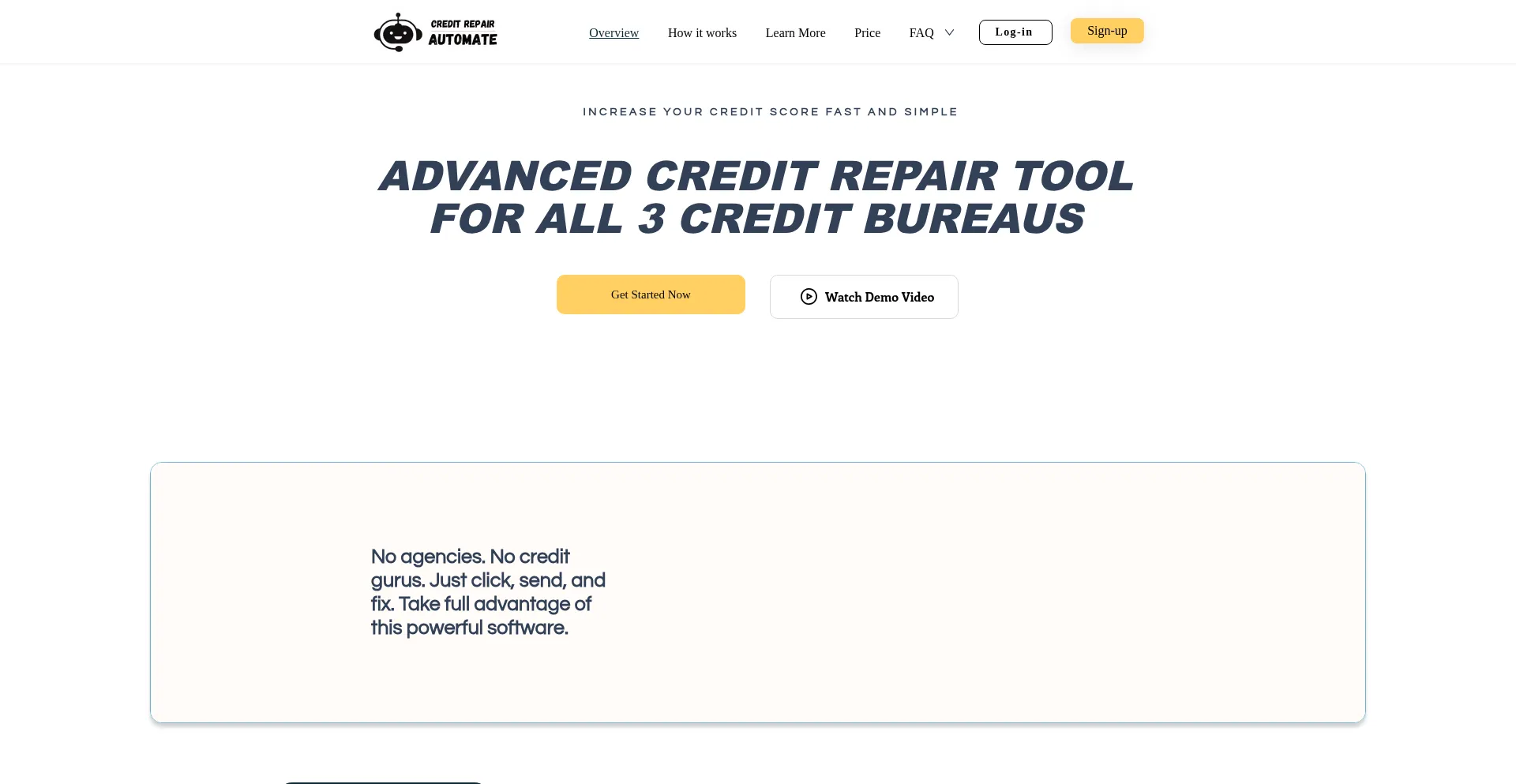 Website screenshot of Creditrepairautomate.com