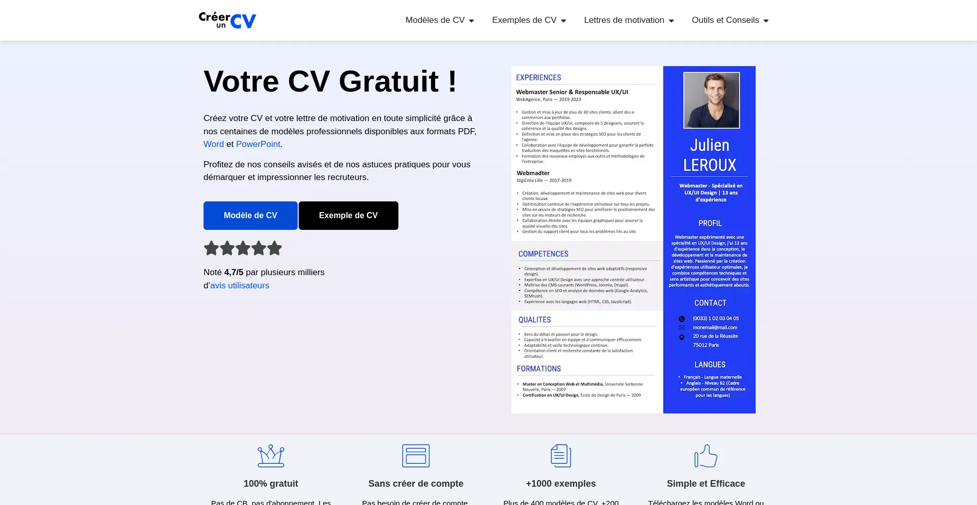 Website screenshot of Creeruncv.com