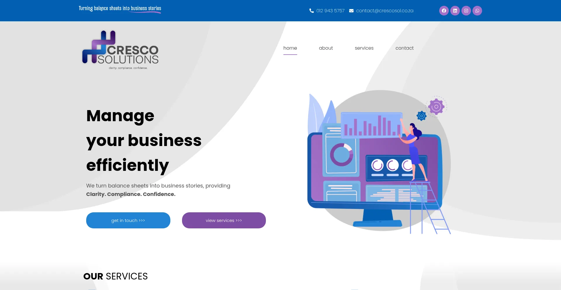 Website screenshot of Crescosol.co.za