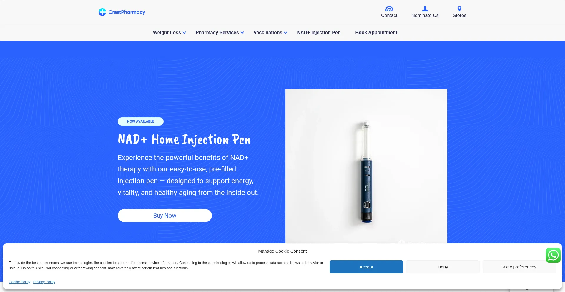 Website screenshot of Crestpharmacy.com